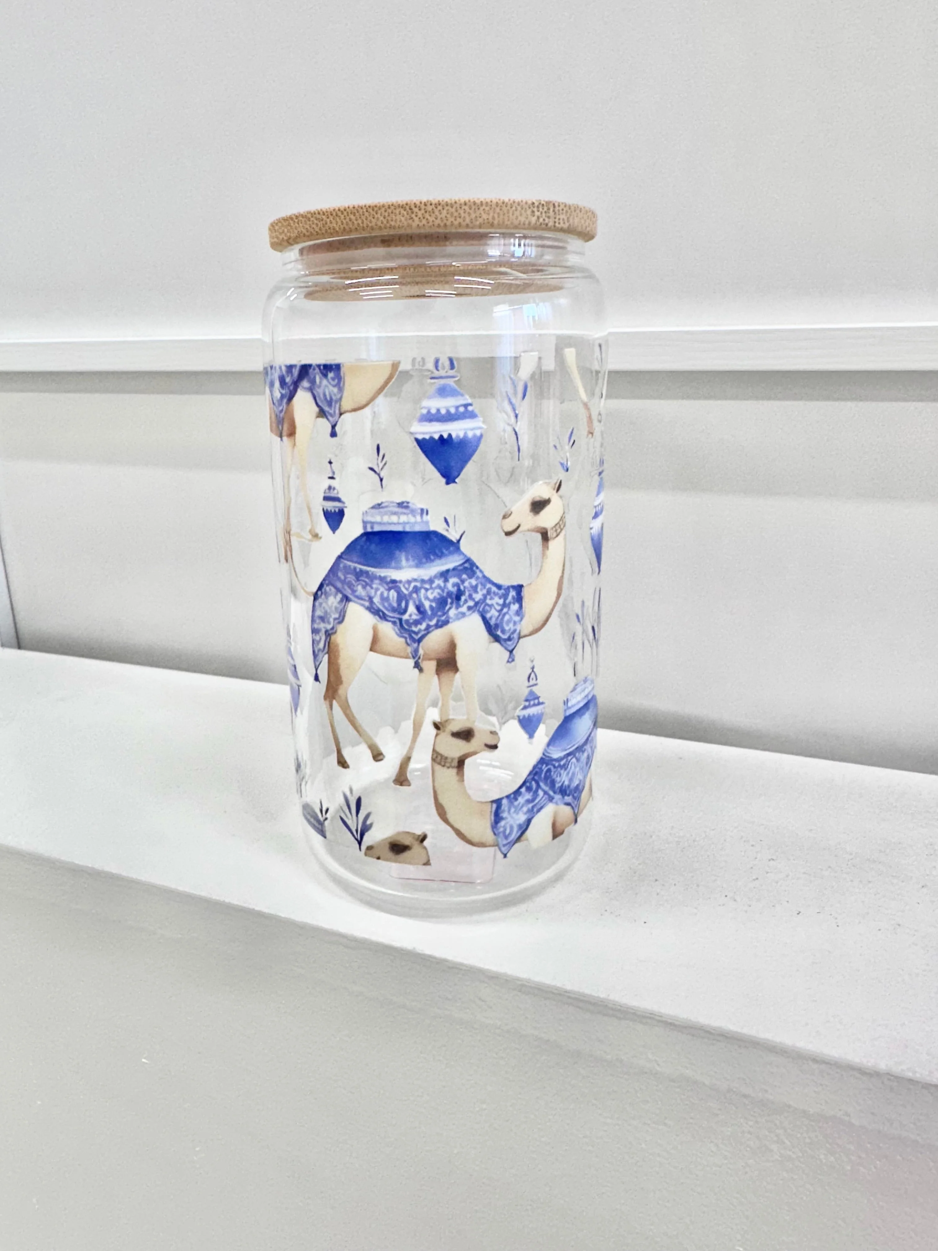 16oz blue camel coffee glass - Image 3