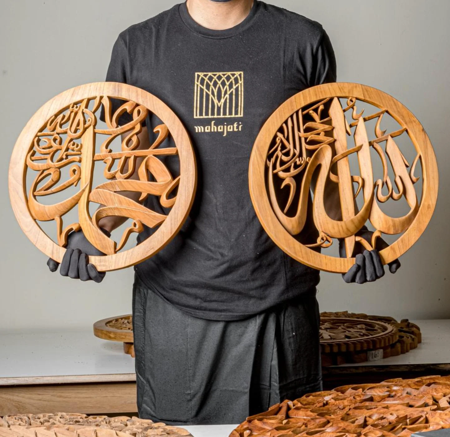 Allah SWT & Muhammad SAW - Semi 3d - 40cm (2 Piece Set) - Image 10