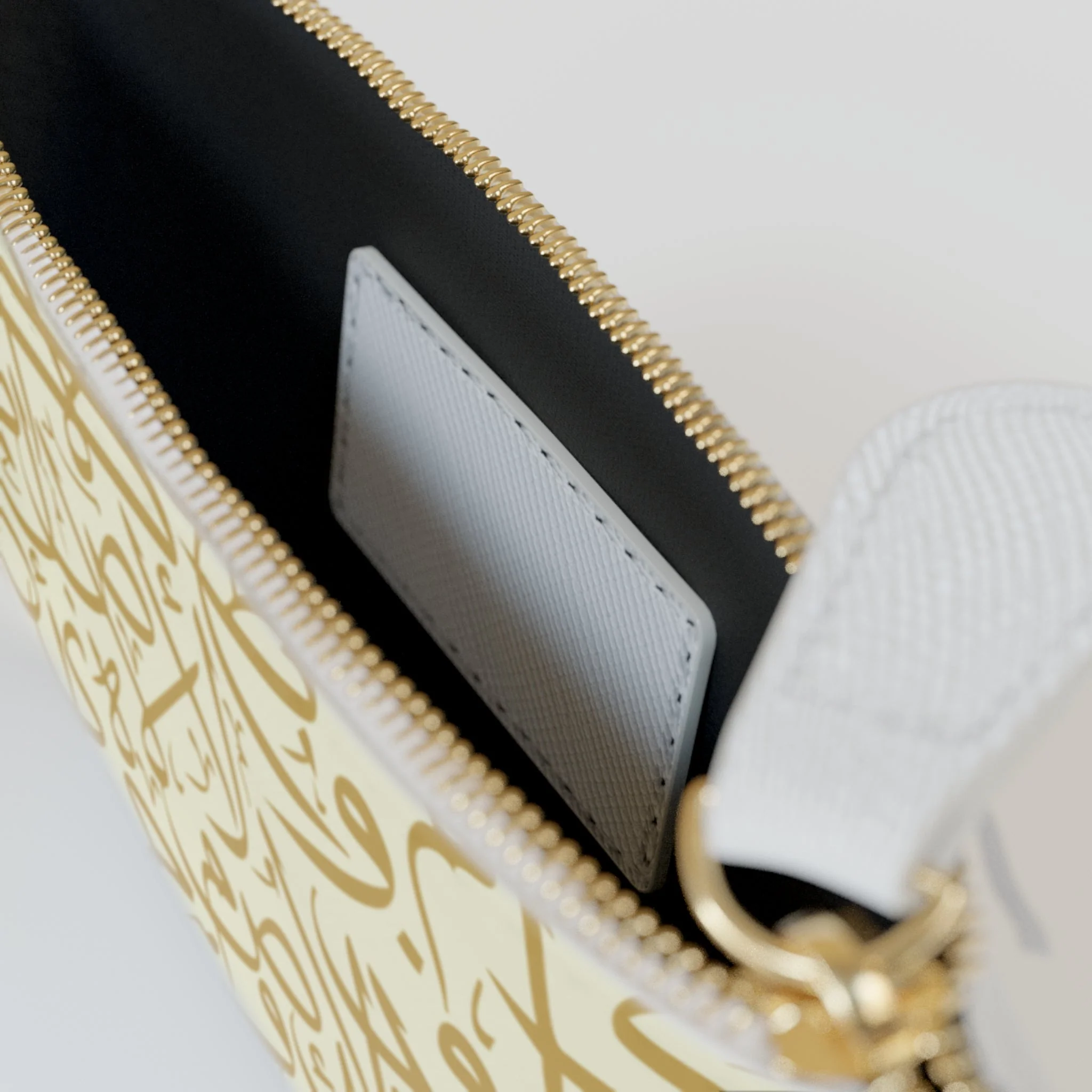 Beige and Gold Arabic Letters Mini Clutch Bag - Image 3