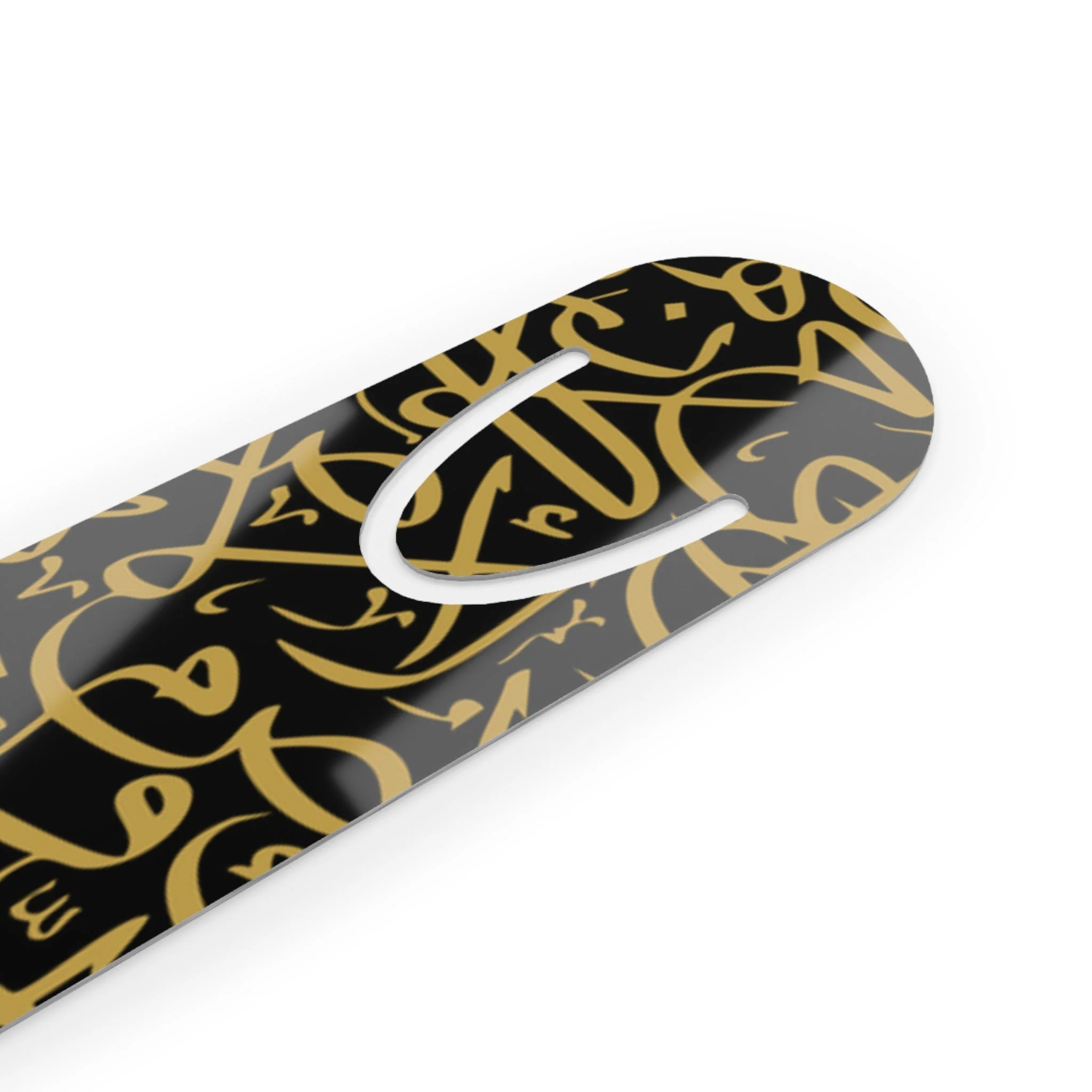 Black and Gold Arabic Letters Bookmark - Stylish Metal Page Holder - Image 2