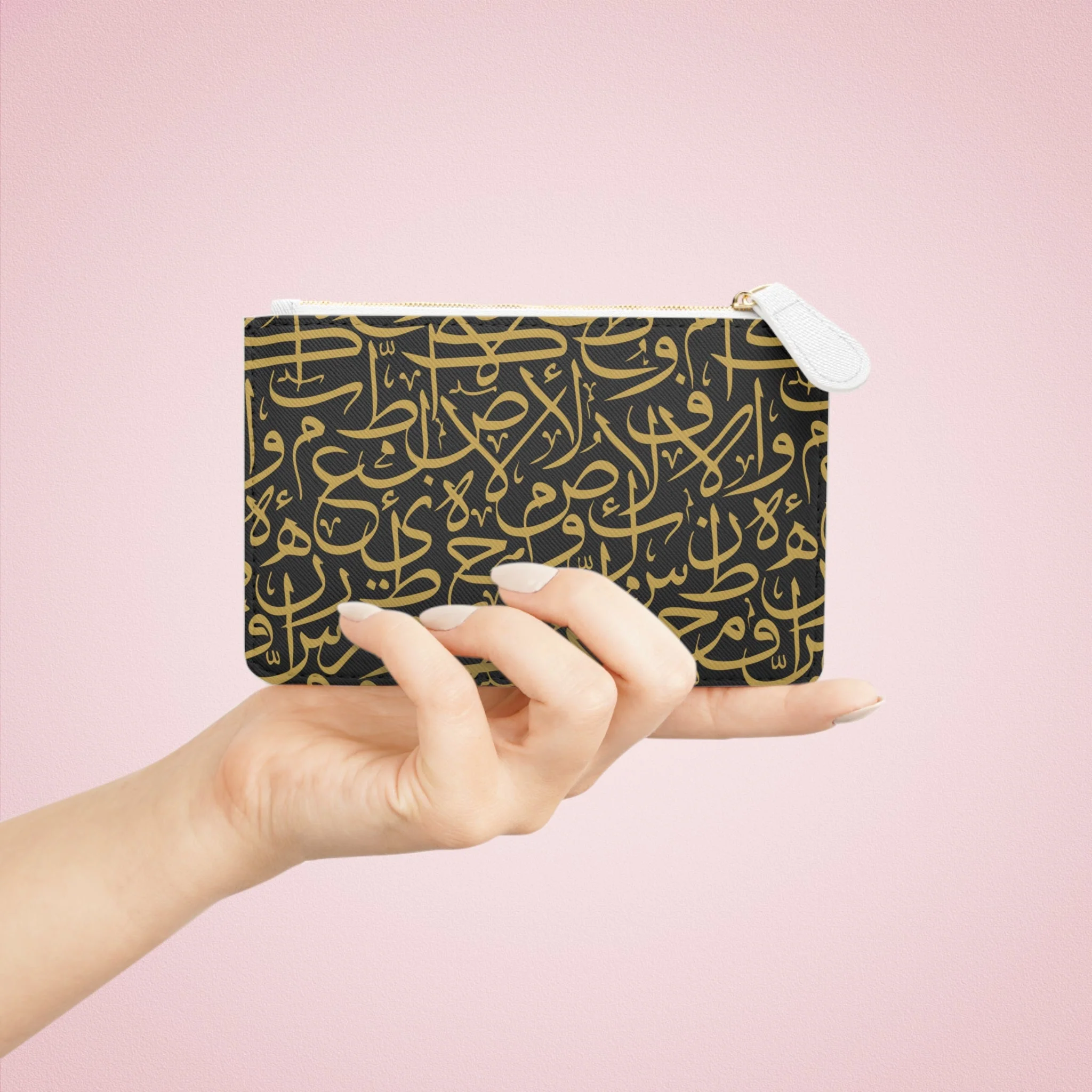 Black and Gold Arabic Letters Mini Clutch Bag - Image 4