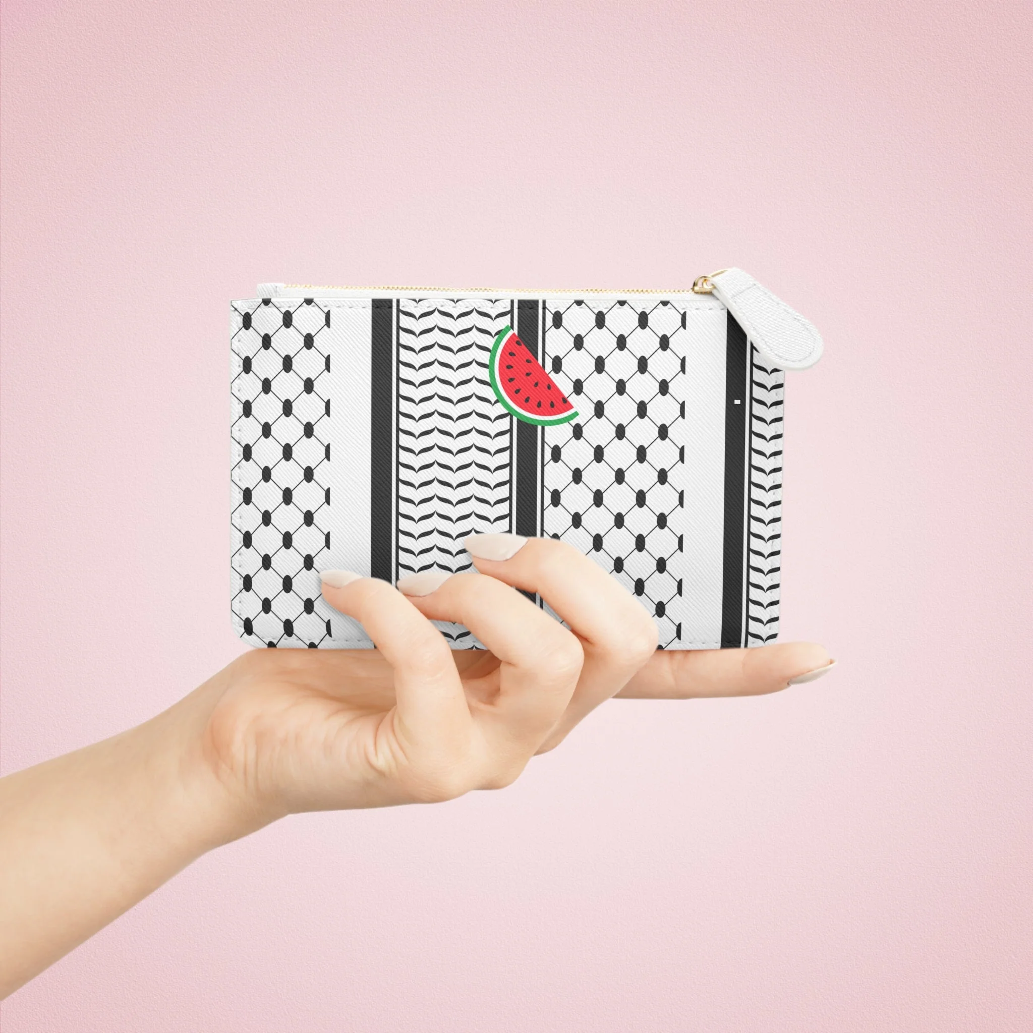 Black and White Kufie Mini Clutch Bag - Image 4