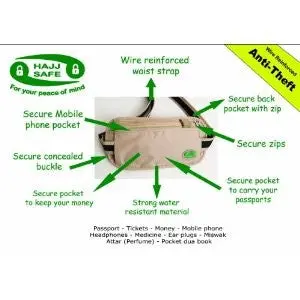Hajj Safe - Anti-theft Hajj & Umrah Travel Waist Bag or Ihram Belt Muslim Pilgramage Bag Passport Money Purse - Image 5