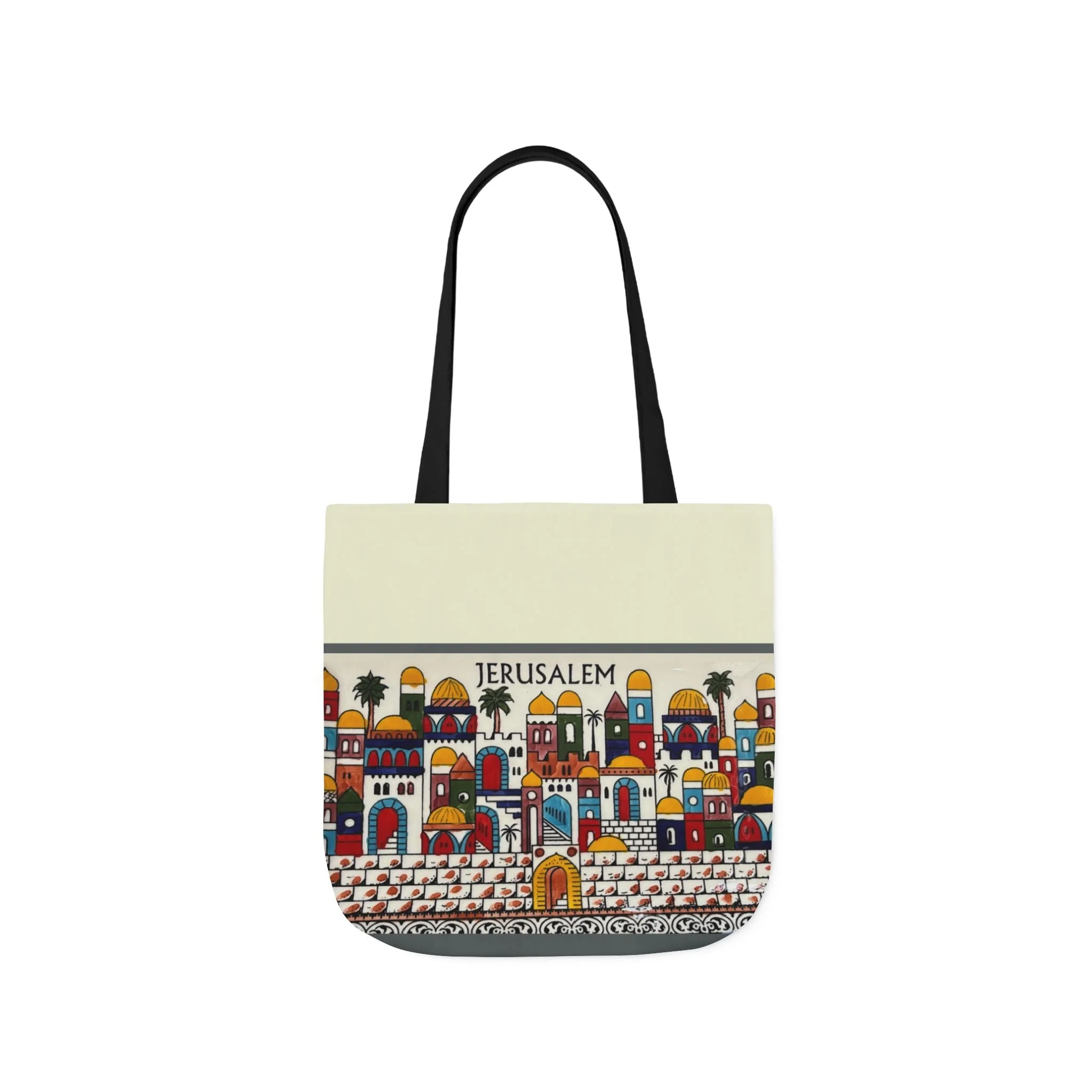 Jerusalem City  Tote Bag, 3-Color Straps - Image 2