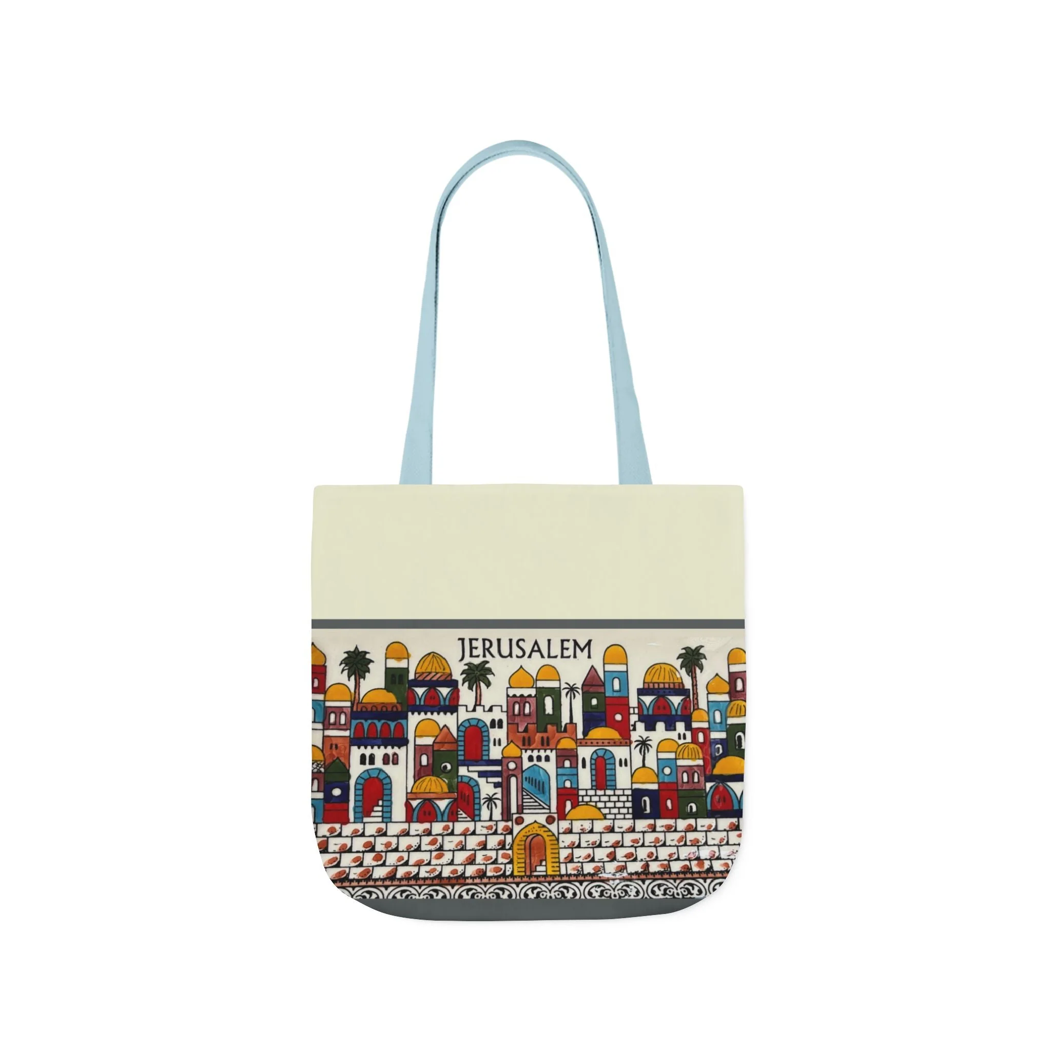 Jerusalem City  Tote Bag, 3-Color Straps - Image 3