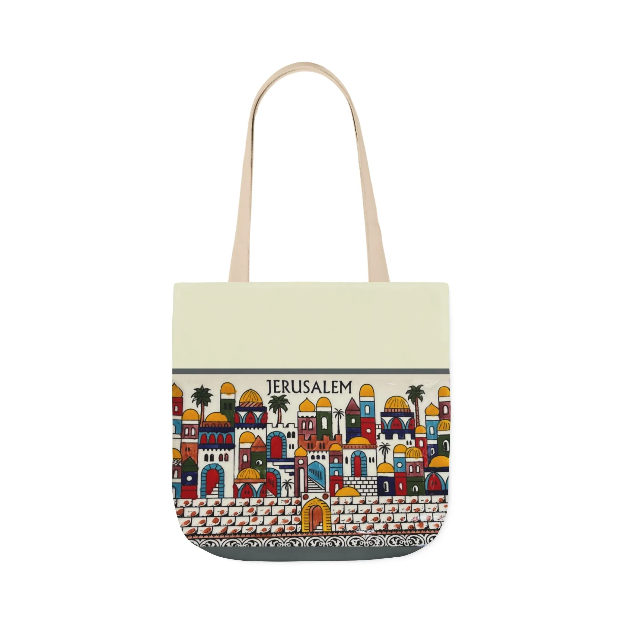 Jerusalem City  Tote Bag, 3-Color Straps - Image 4