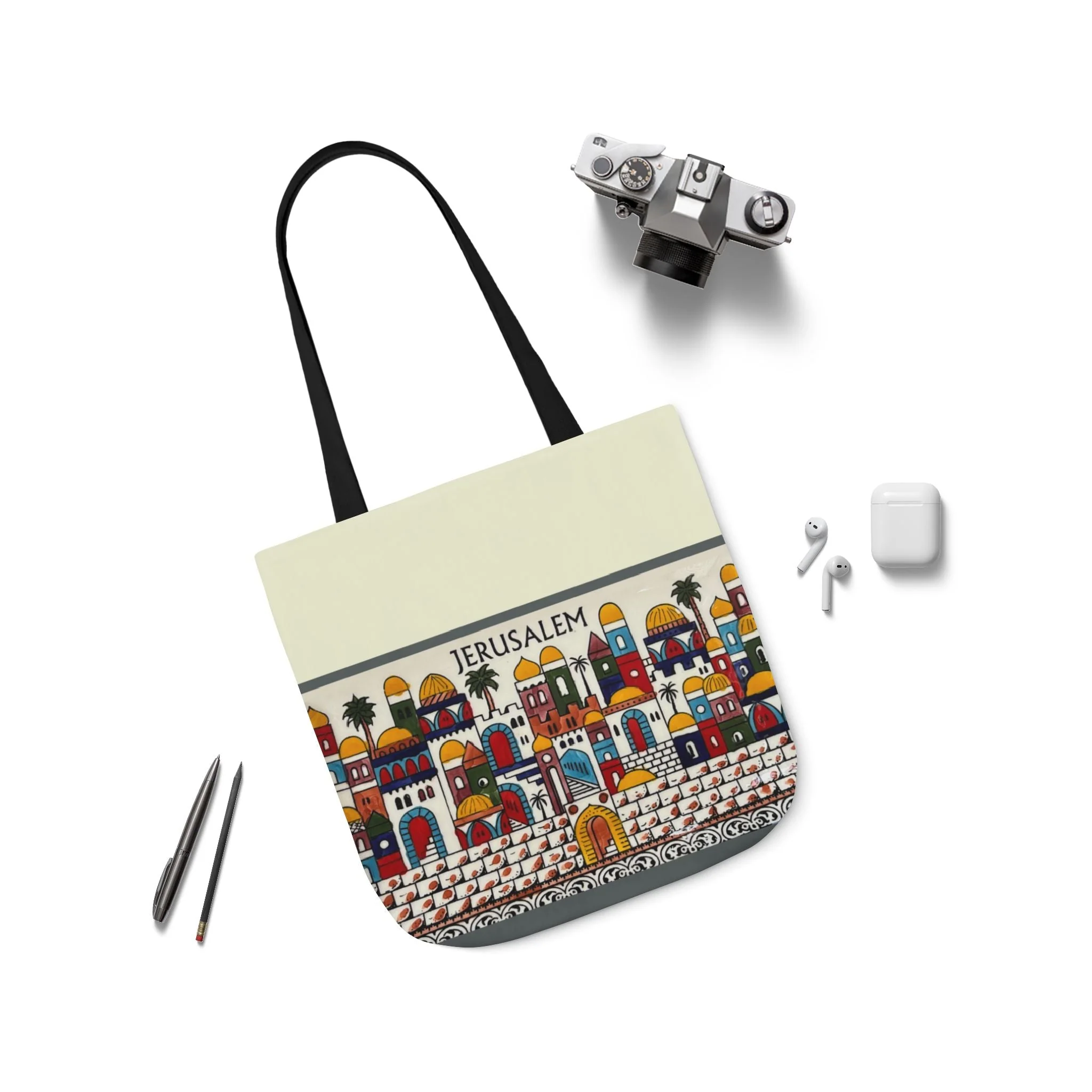 Jerusalem City  Tote Bag, 3-Color Straps - Image 7