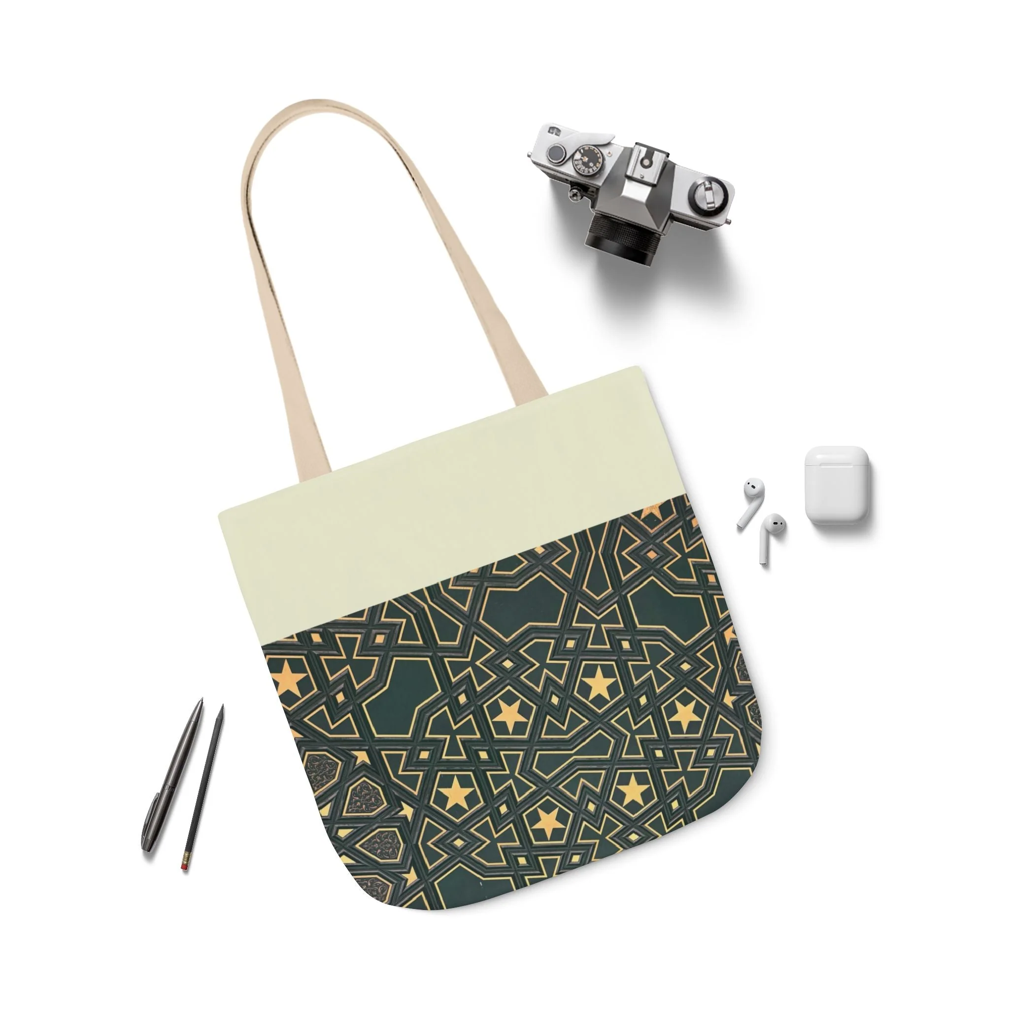 Masjid Al Haram Door Canvas Tote Bag, 2-Color Straps - Image 10