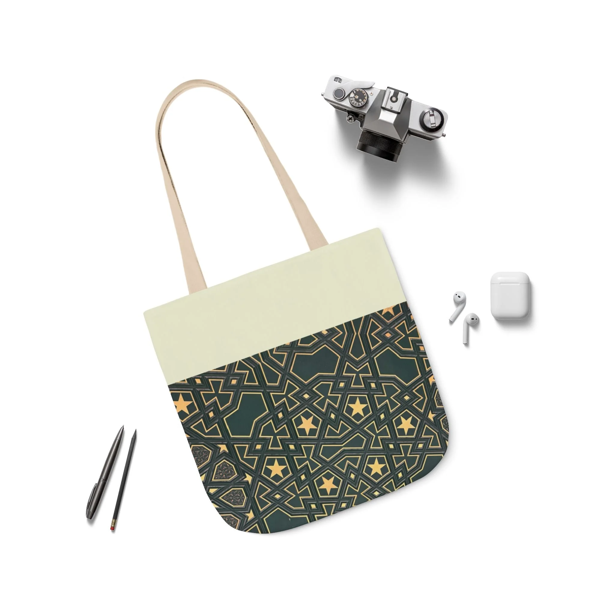Masjid Al Haram Door Canvas Tote Bag, 2-Color Straps - Image 6