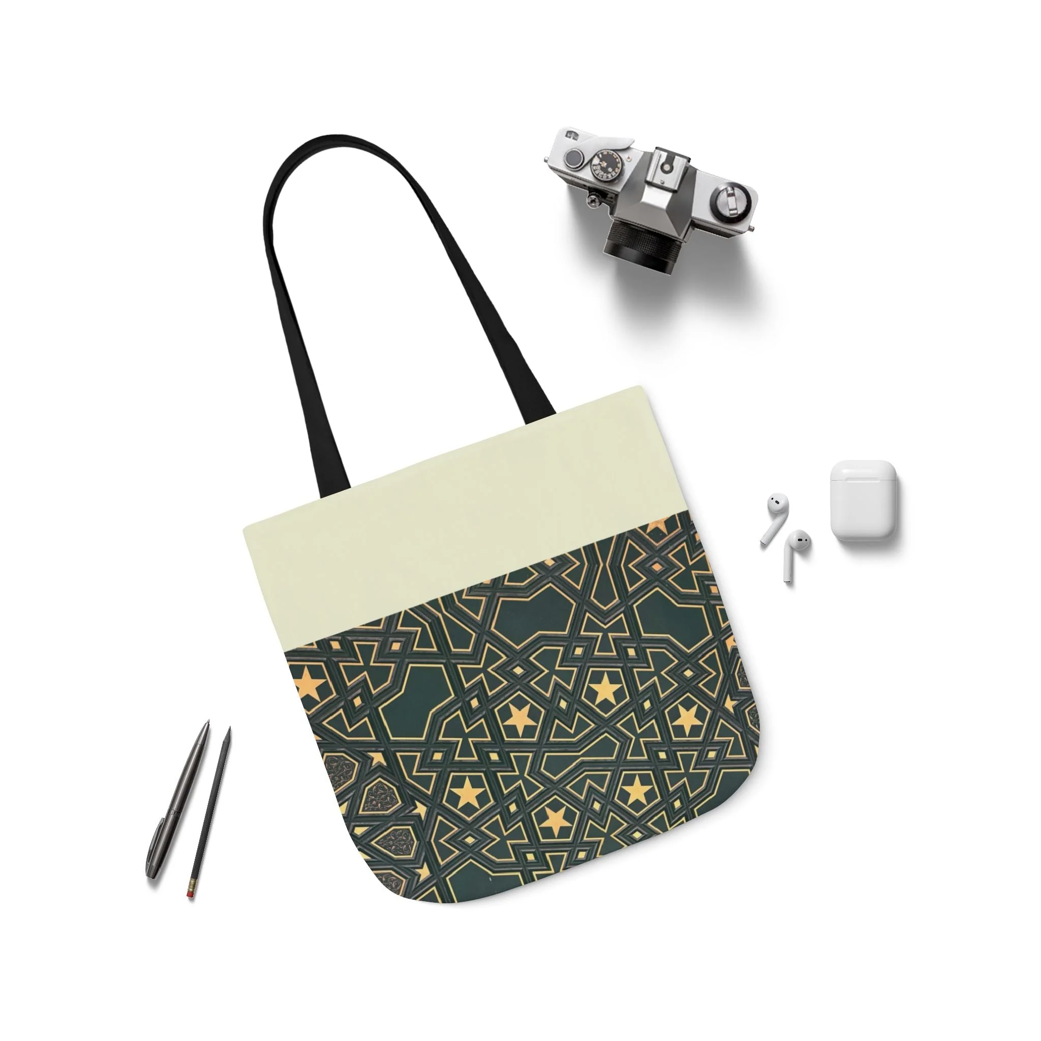 Masjid Al Haram Door Canvas Tote Bag, 2-Color Straps - Image 8