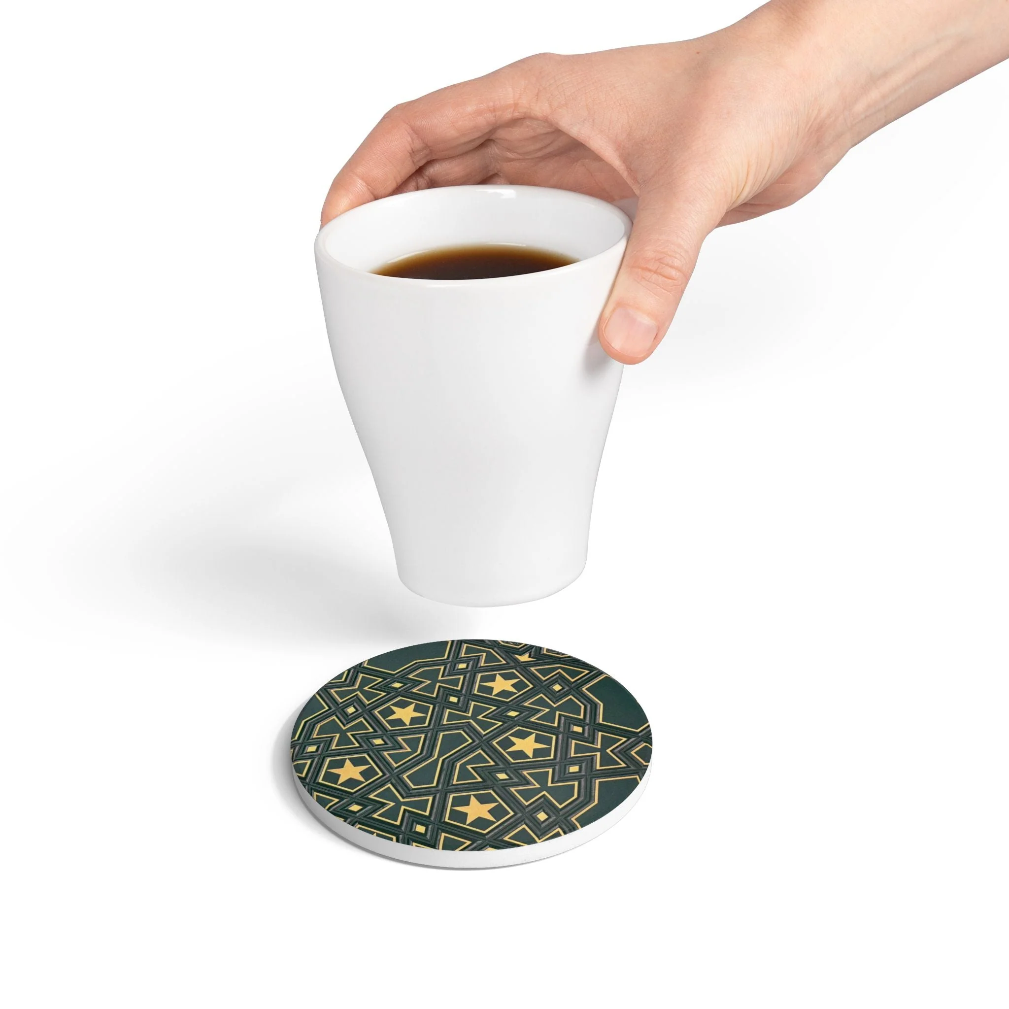 Masjid Al-Haram Pattern Ceramic Coaster, Stylish Drinkware, Home Decor, Gift for Housewarming, Coffee Table Accessory - Image 5