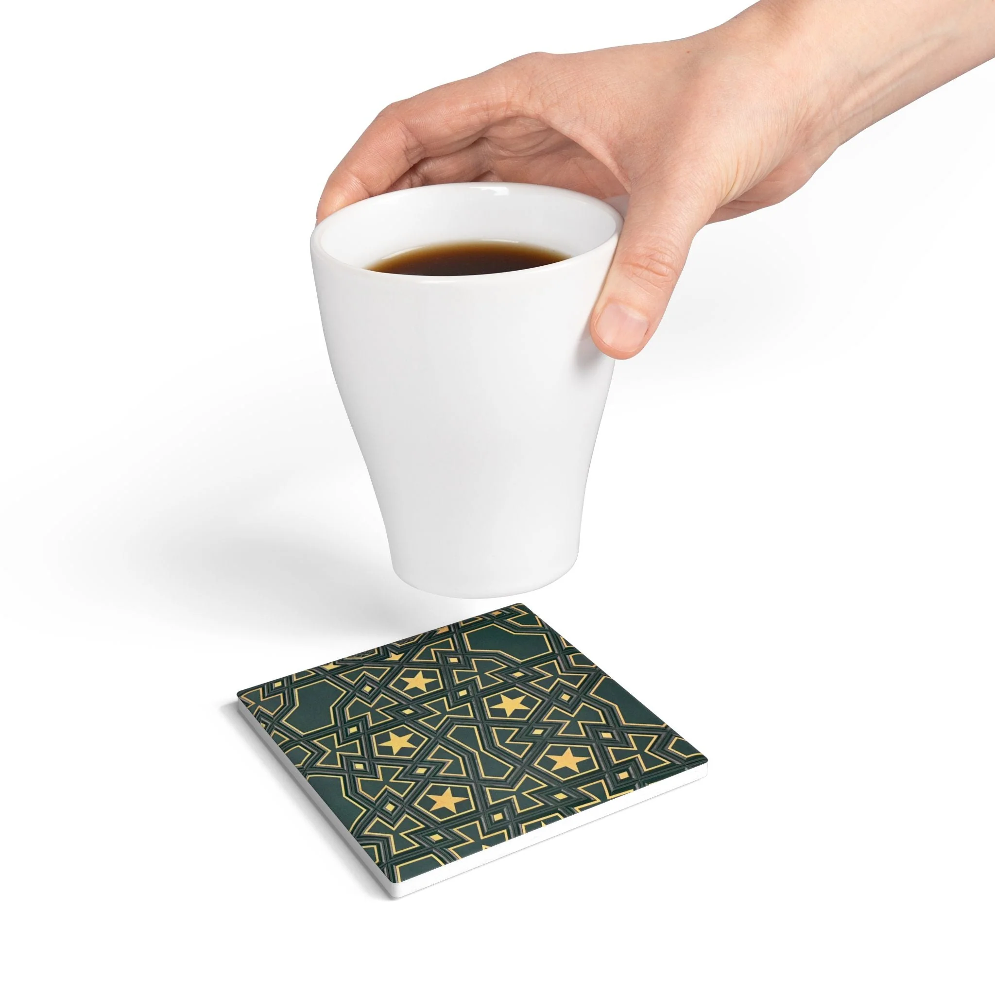 Masjid Al-Haram Pattern Ceramic Coaster, Stylish Drinkware, Home Decor, Gift for Housewarming, Coffee Table Accessory - Image 8