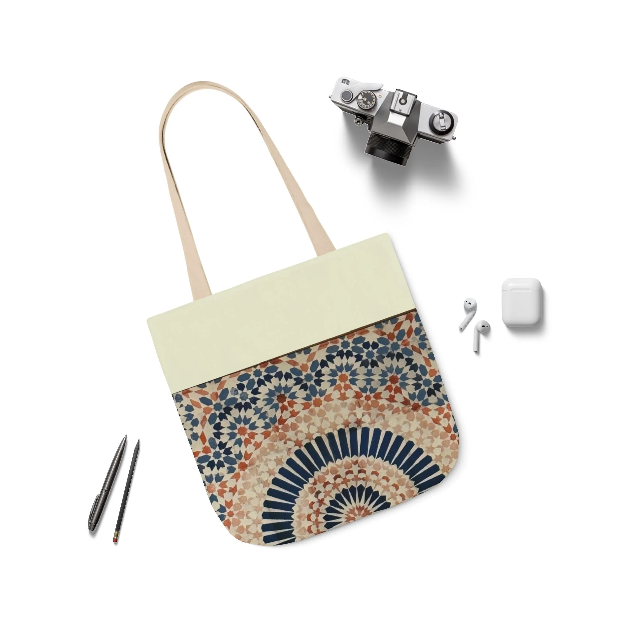 Moroccan Design Tote Bag, 3-Color Straps - Image 8