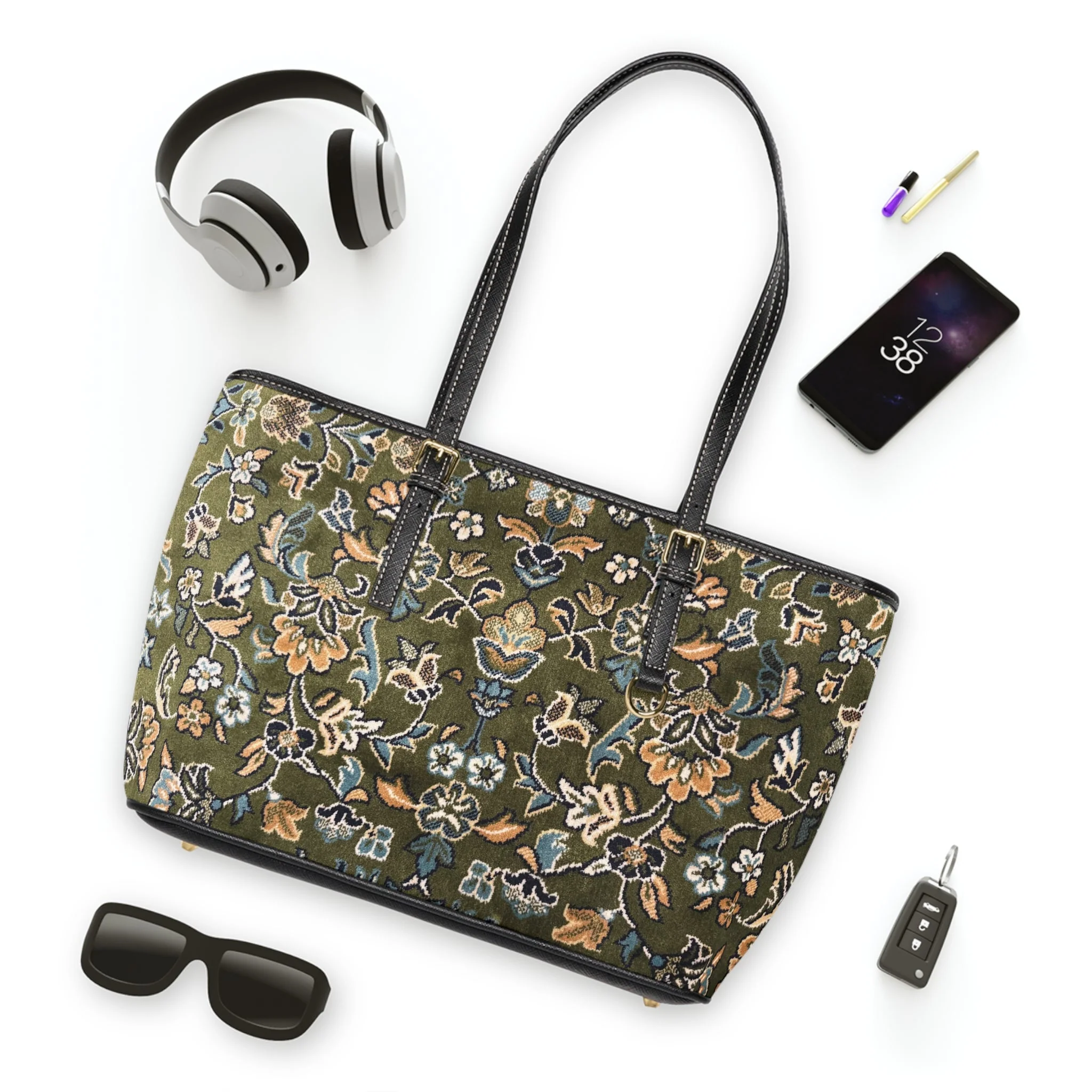 Rawdah Carpet Pattern Leather Shoulder Bag - Image 3