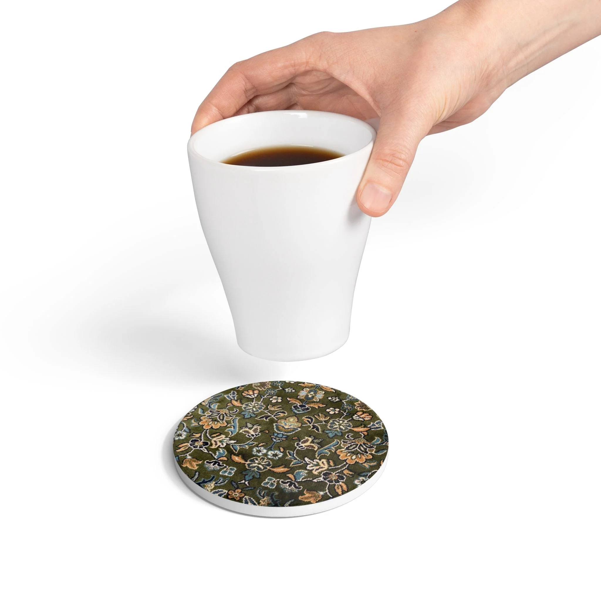Rawdah  Pattern Ceramic Coaster, Stylish Drinkware, Home Decor, Gift for Housewarming, Coffee Table Accessory - Image 5