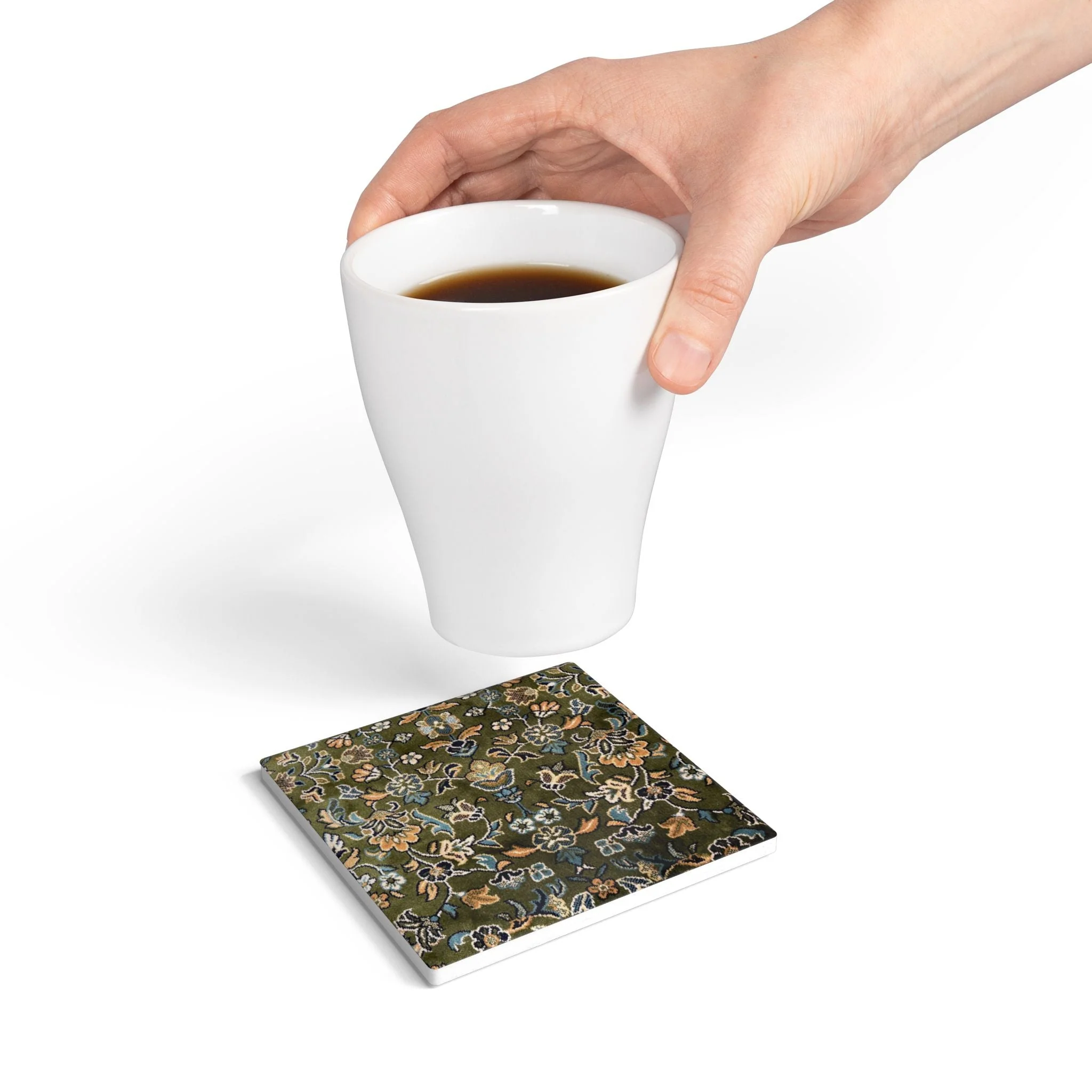 Rawdah  Pattern Ceramic Coaster, Stylish Drinkware, Home Decor, Gift for Housewarming, Coffee Table Accessory - Image 8