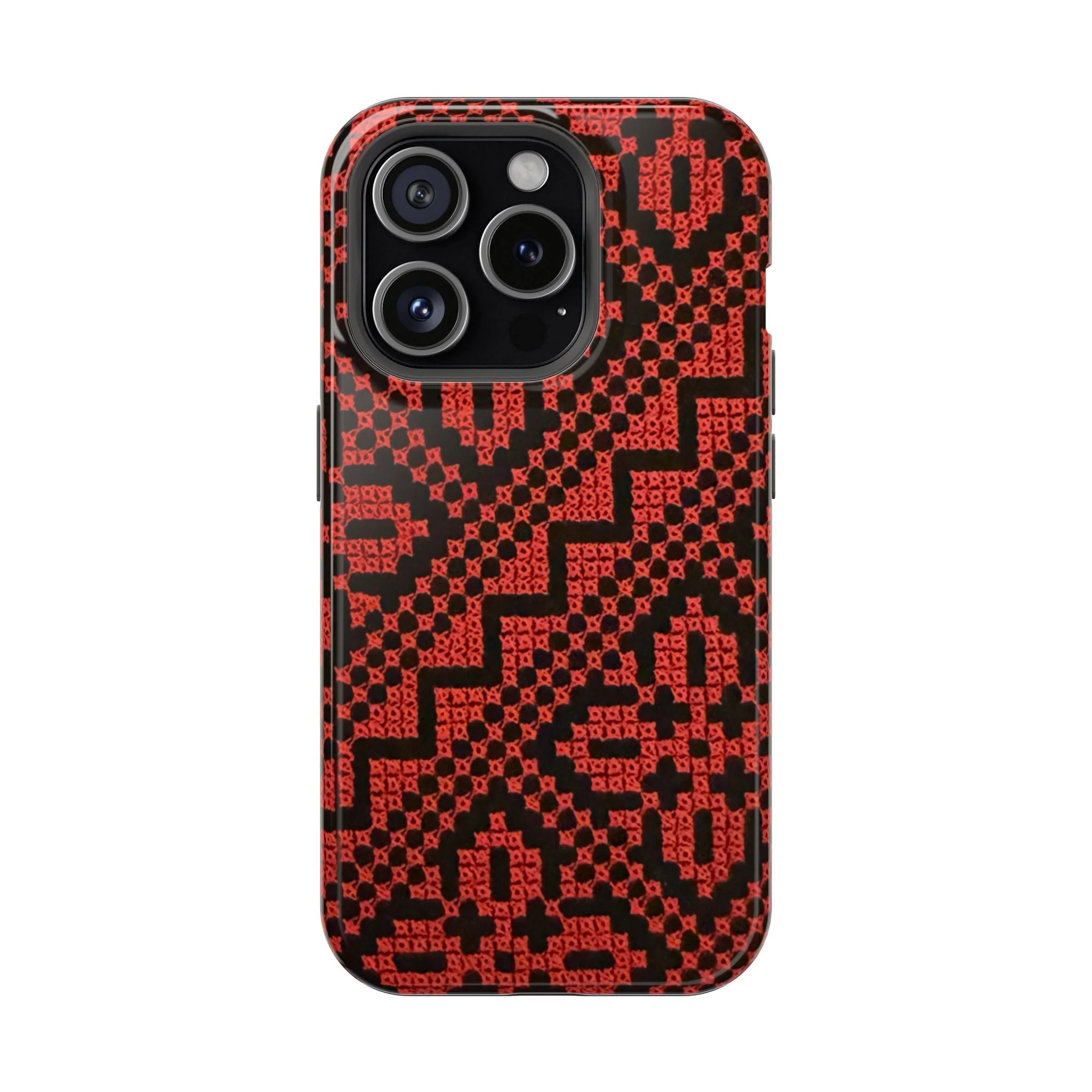 Red and Black Tatreez Design - Iphone Magnetic Tough Case - Image 12