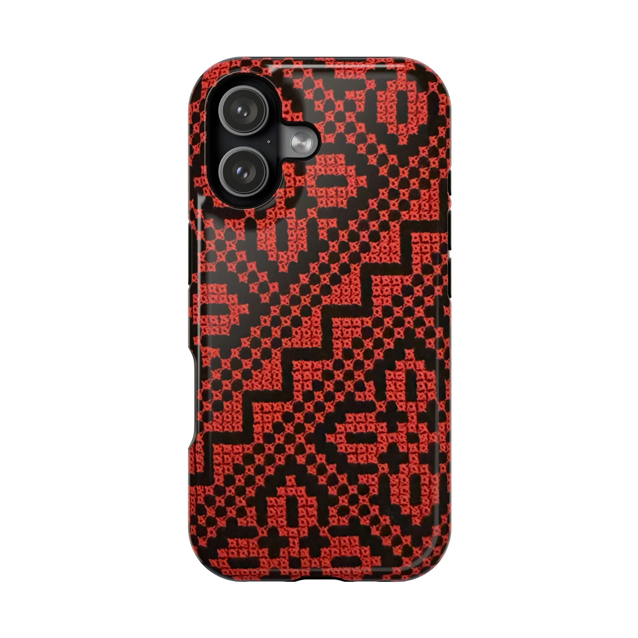 Red and Black Tatreez Design - Iphone Magnetic Tough Case - Image 18