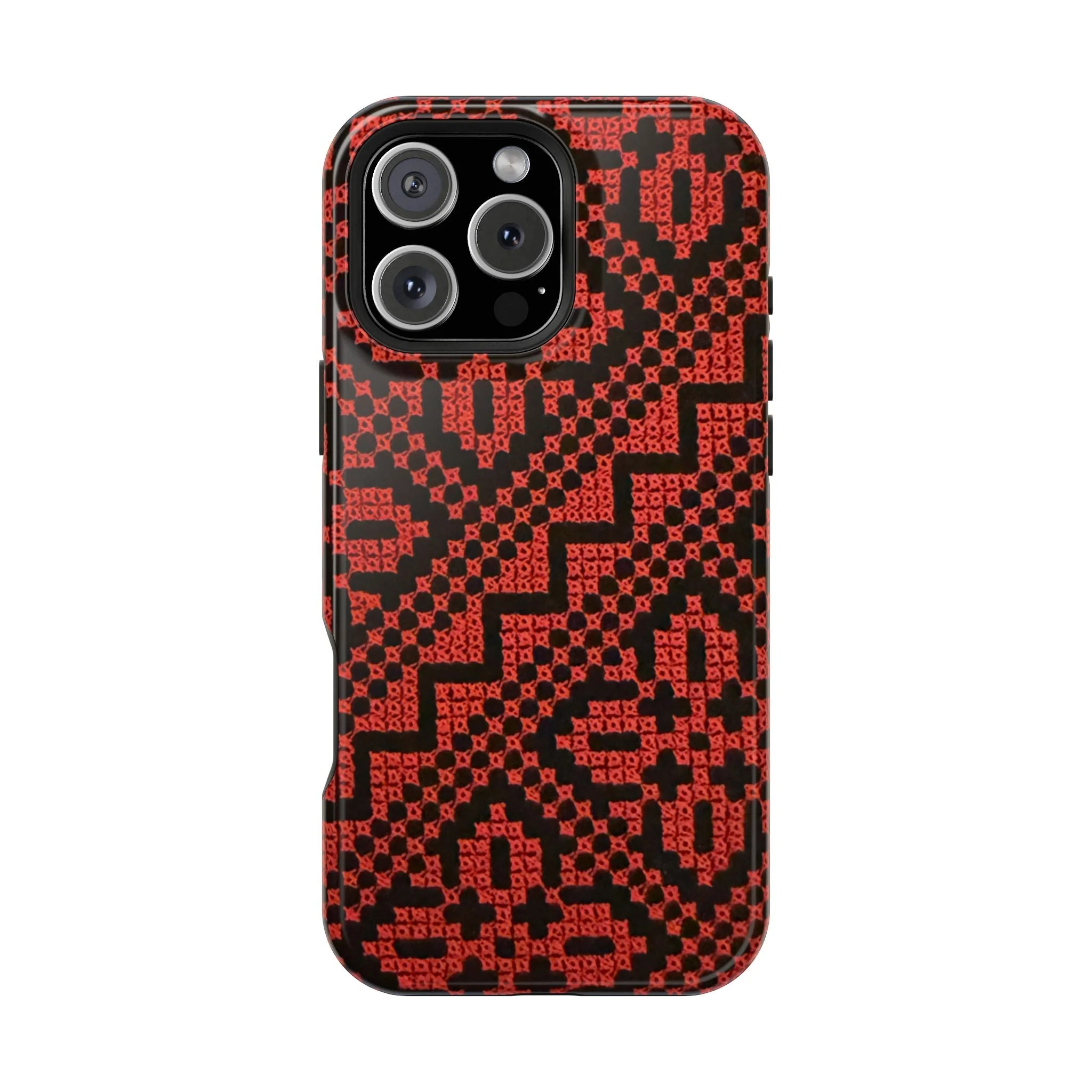 Red and Black Tatreez Design - Iphone Magnetic Tough Case - Image 2