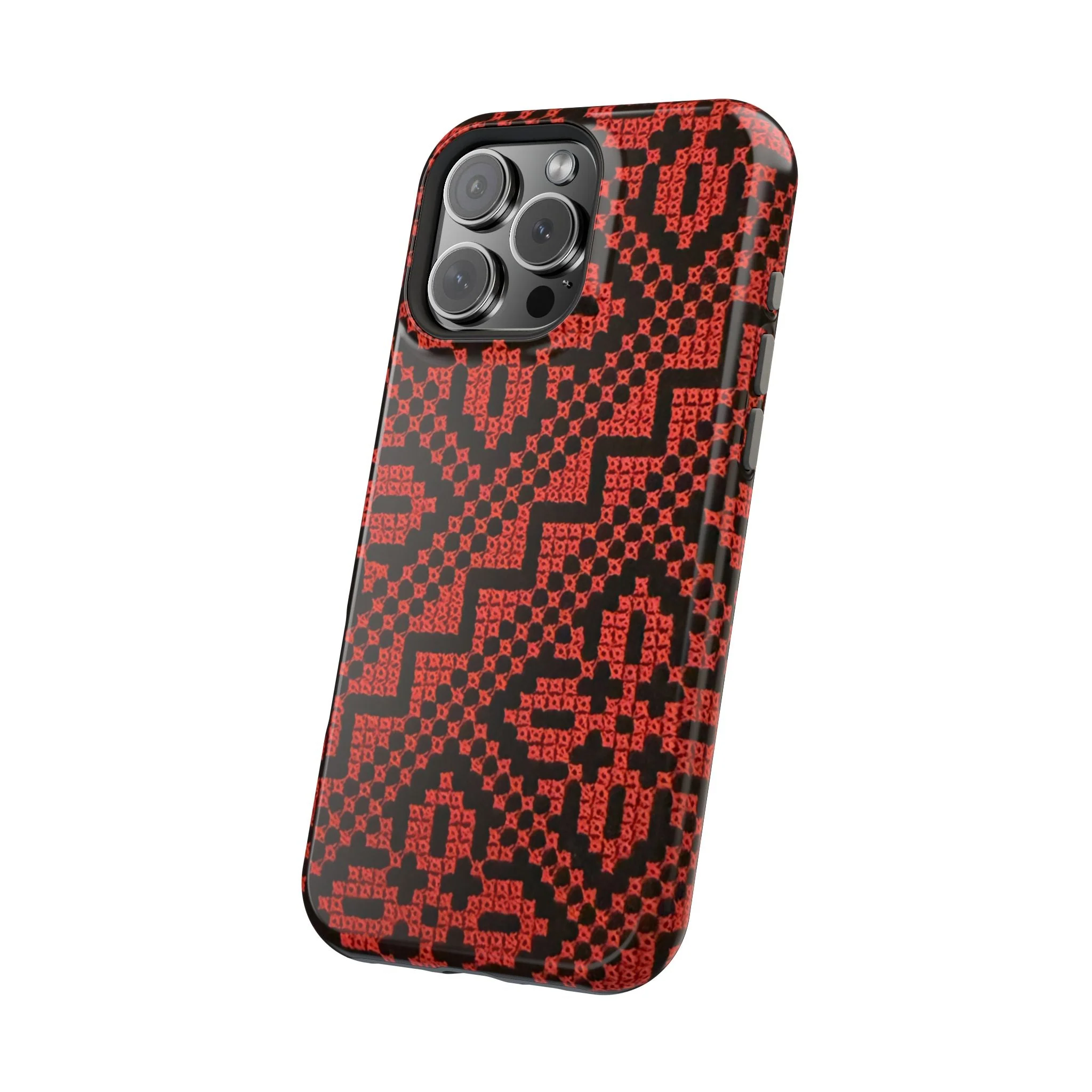 Red and Black Tatreez Design - Iphone Magnetic Tough Case - Image 25