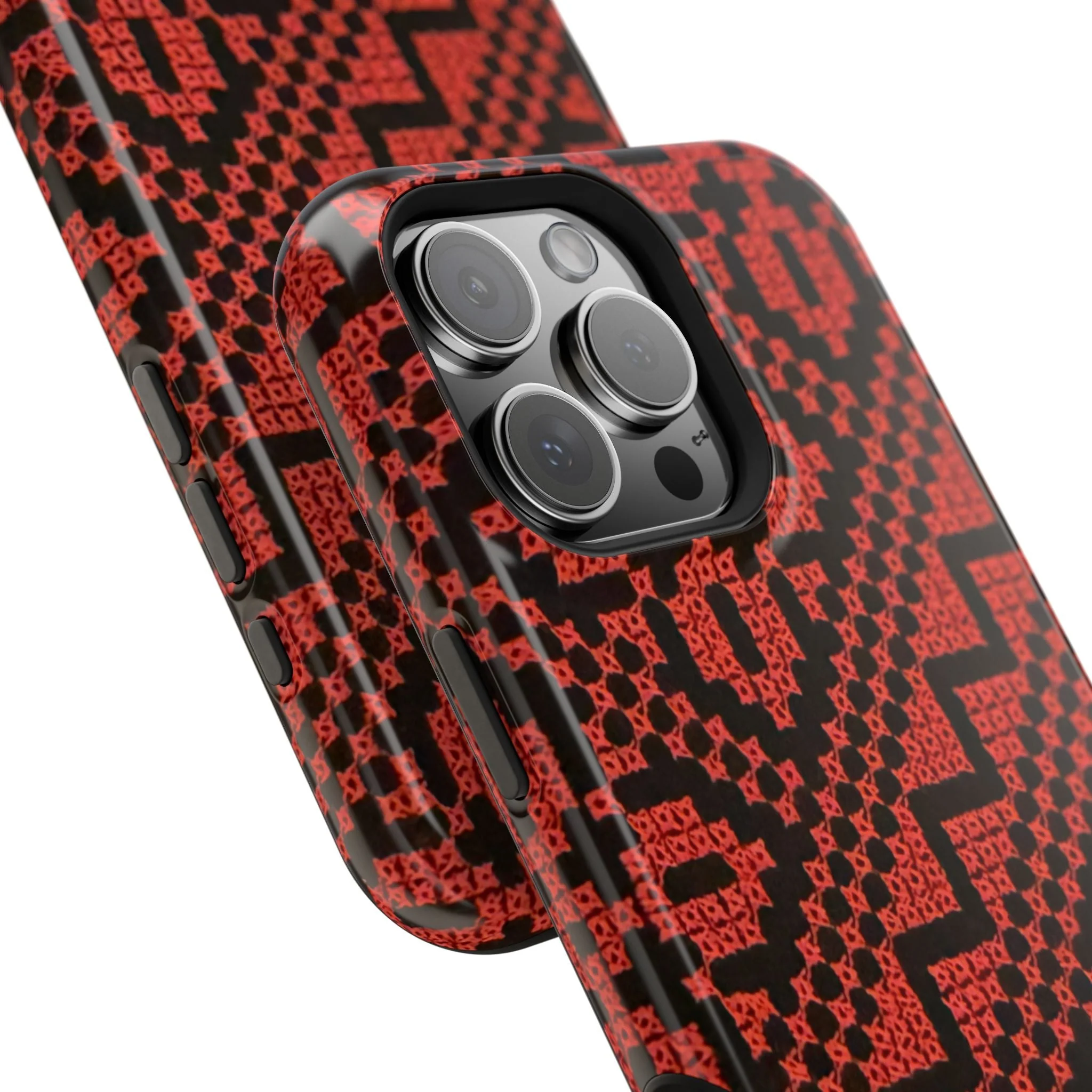 Red and Black Tatreez Design - Iphone Magnetic Tough Case - Image 26