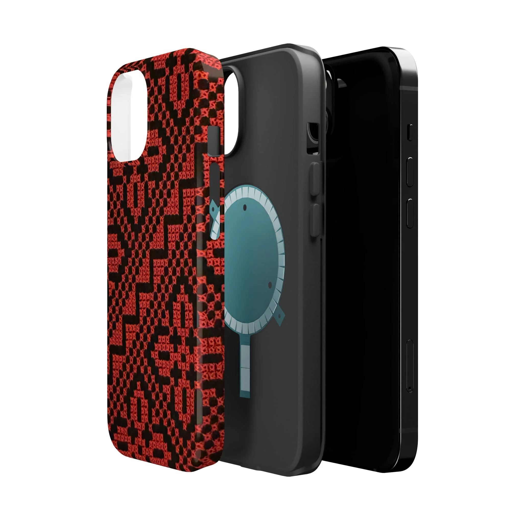 Red and Black Tatreez Design - Iphone Magnetic Tough Case - Image 28