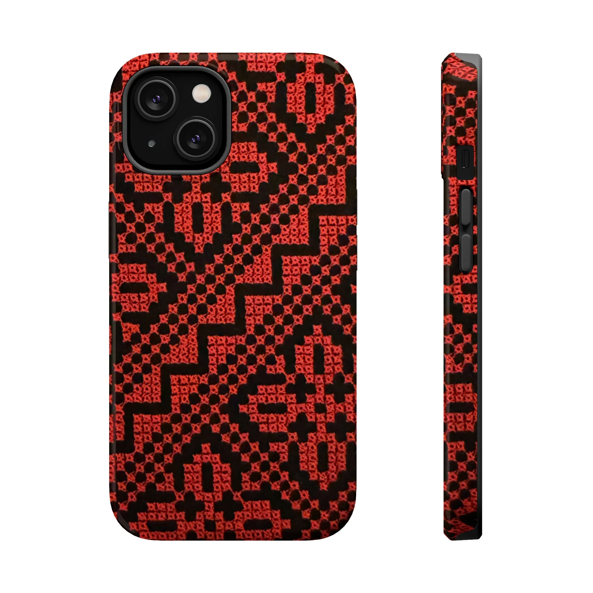 Red and Black Tatreez Design - Iphone Magnetic Tough Case - Image 3