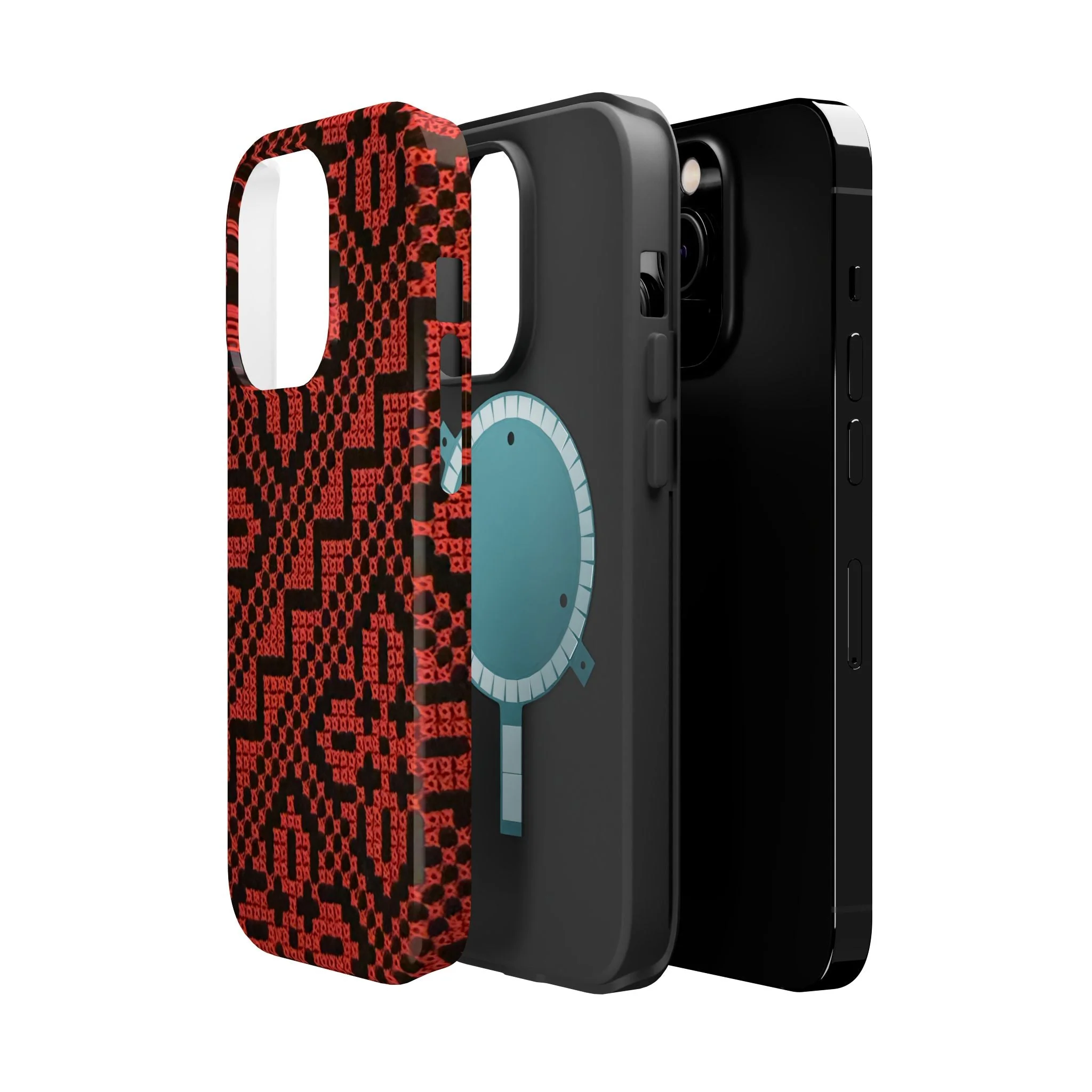 Red and Black Tatreez Design - Iphone Magnetic Tough Case - Image 31