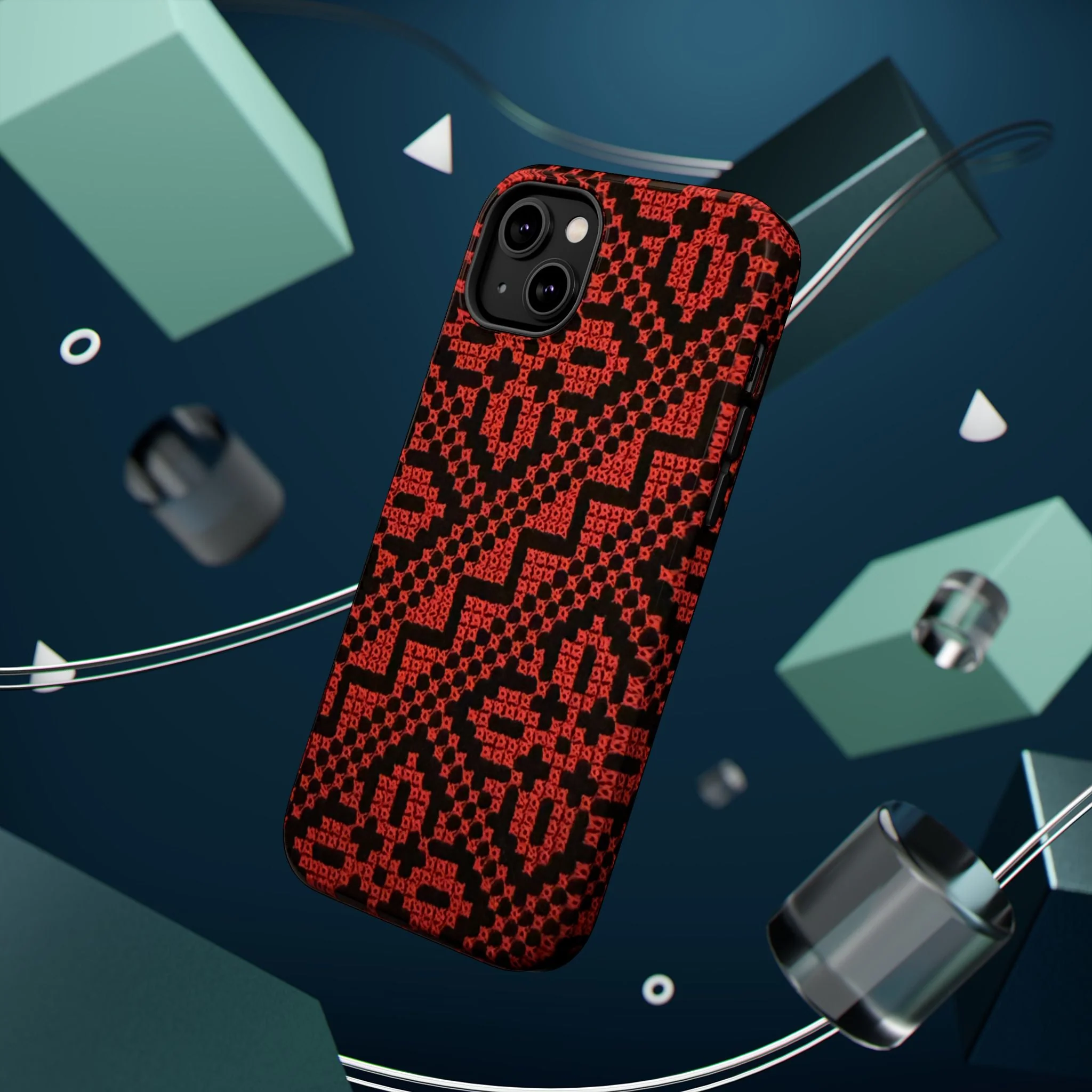 Red and Black Tatreez Design - Iphone Magnetic Tough Case - Image 35