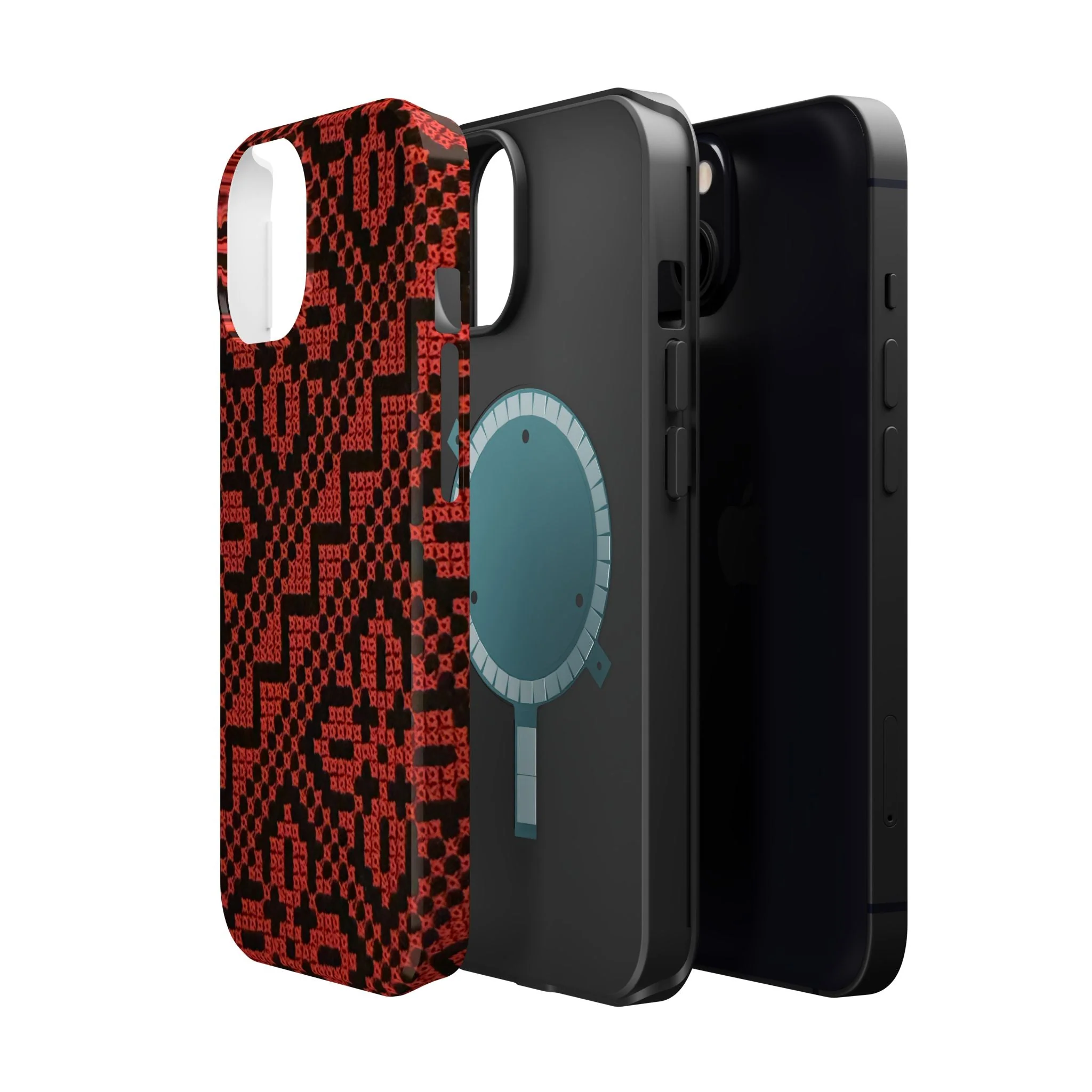 Red and Black Tatreez Design - Iphone Magnetic Tough Case - Image 40