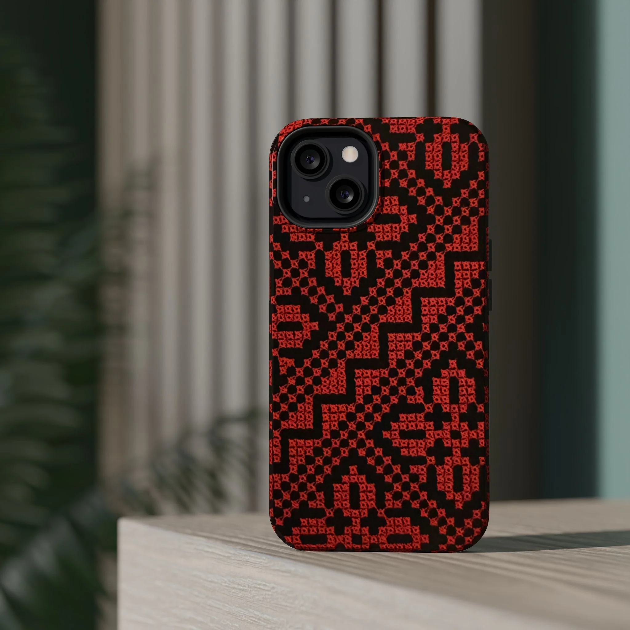 Red and Black Tatreez Design - Iphone Magnetic Tough Case - Image 42