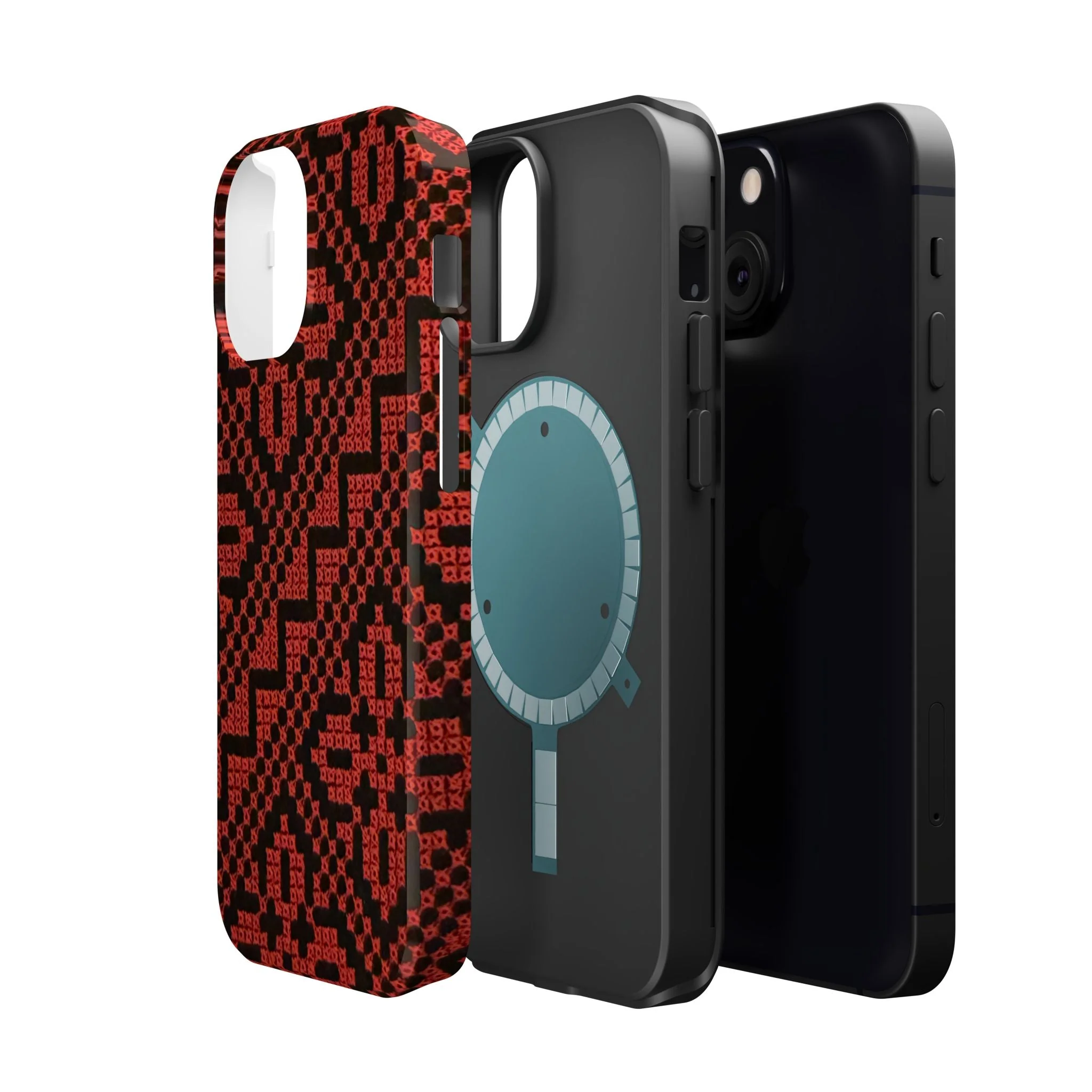 Red and Black Tatreez Design - Iphone Magnetic Tough Case - Image 43