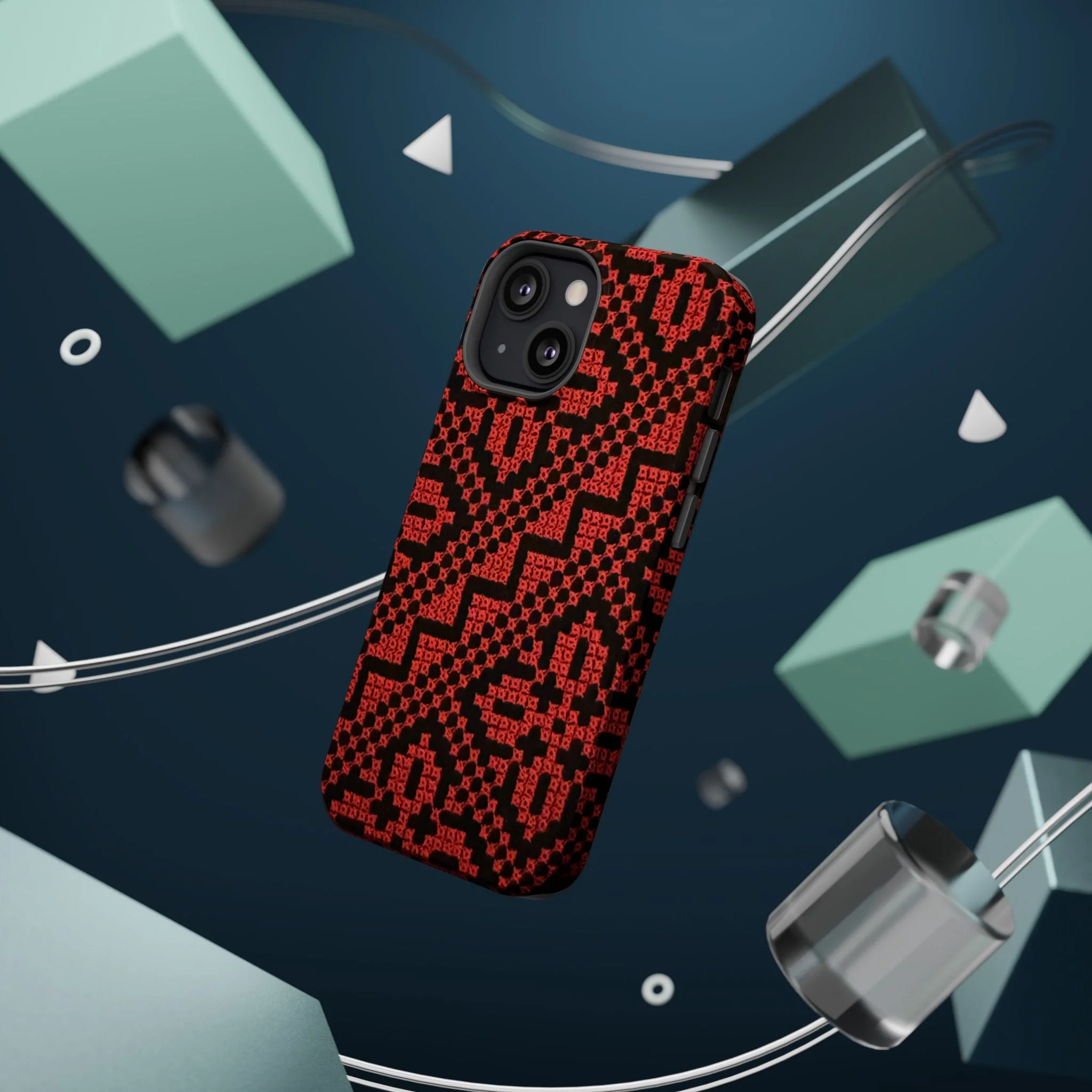 Red and Black Tatreez Design - Iphone Magnetic Tough Case - Image 44