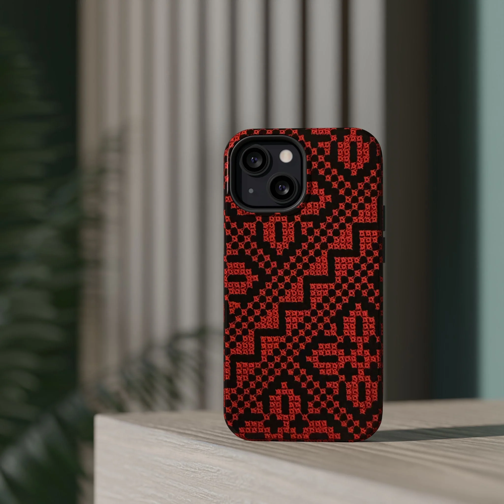 Red and Black Tatreez Design - Iphone Magnetic Tough Case - Image 45
