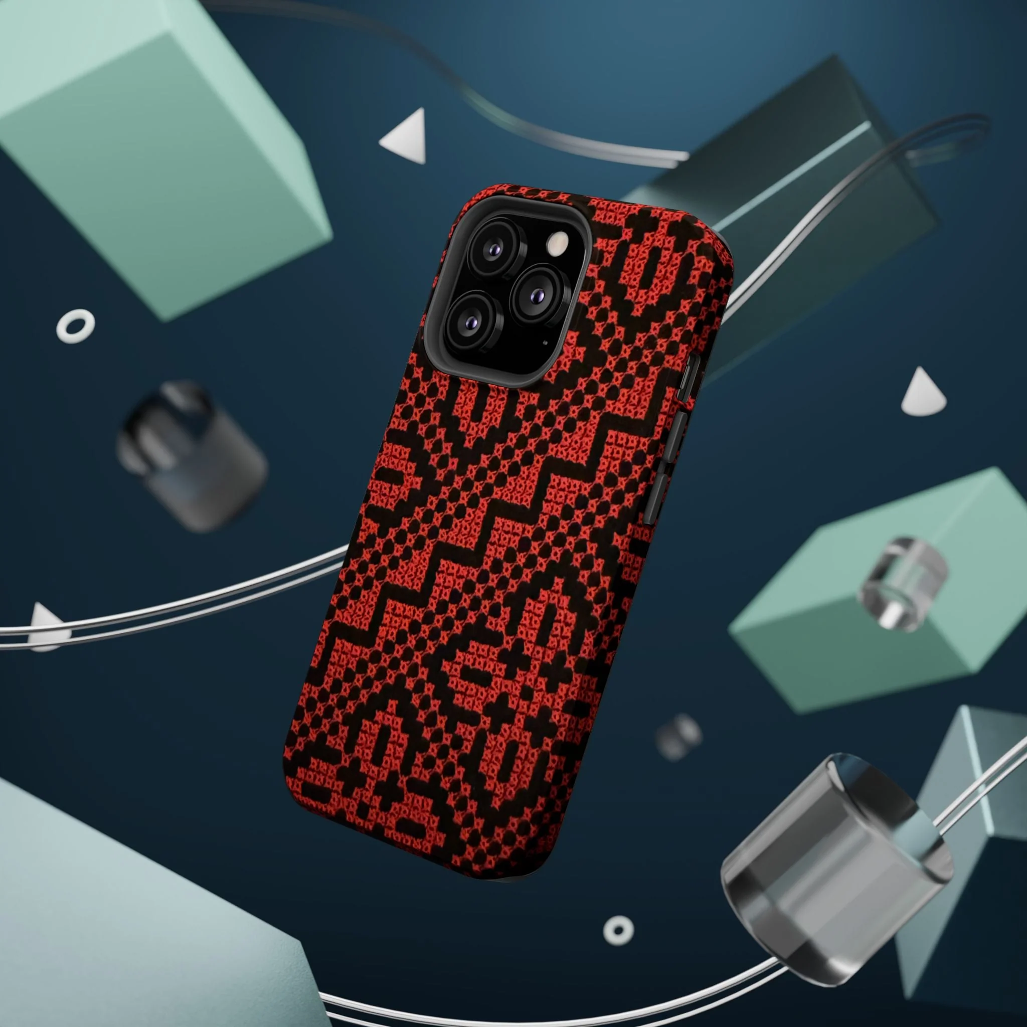 Red and Black Tatreez Design - Iphone Magnetic Tough Case - Image 47