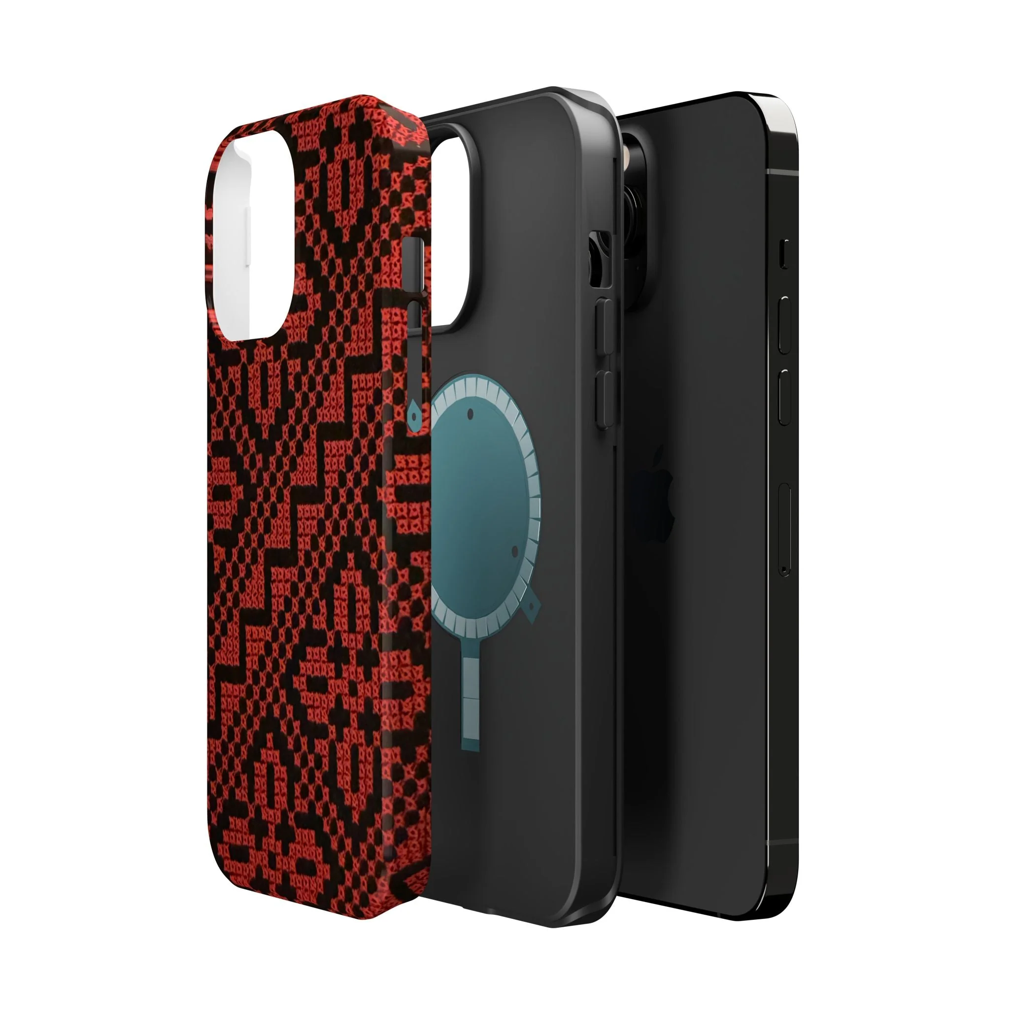 Red and Black Tatreez Design - Iphone Magnetic Tough Case - Image 49