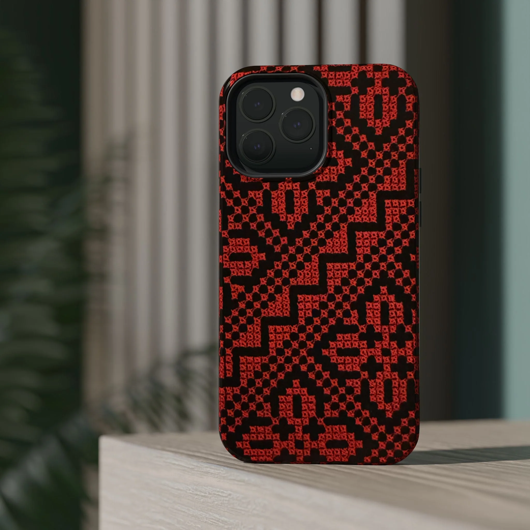 Red and Black Tatreez Design - Iphone Magnetic Tough Case - Image 51