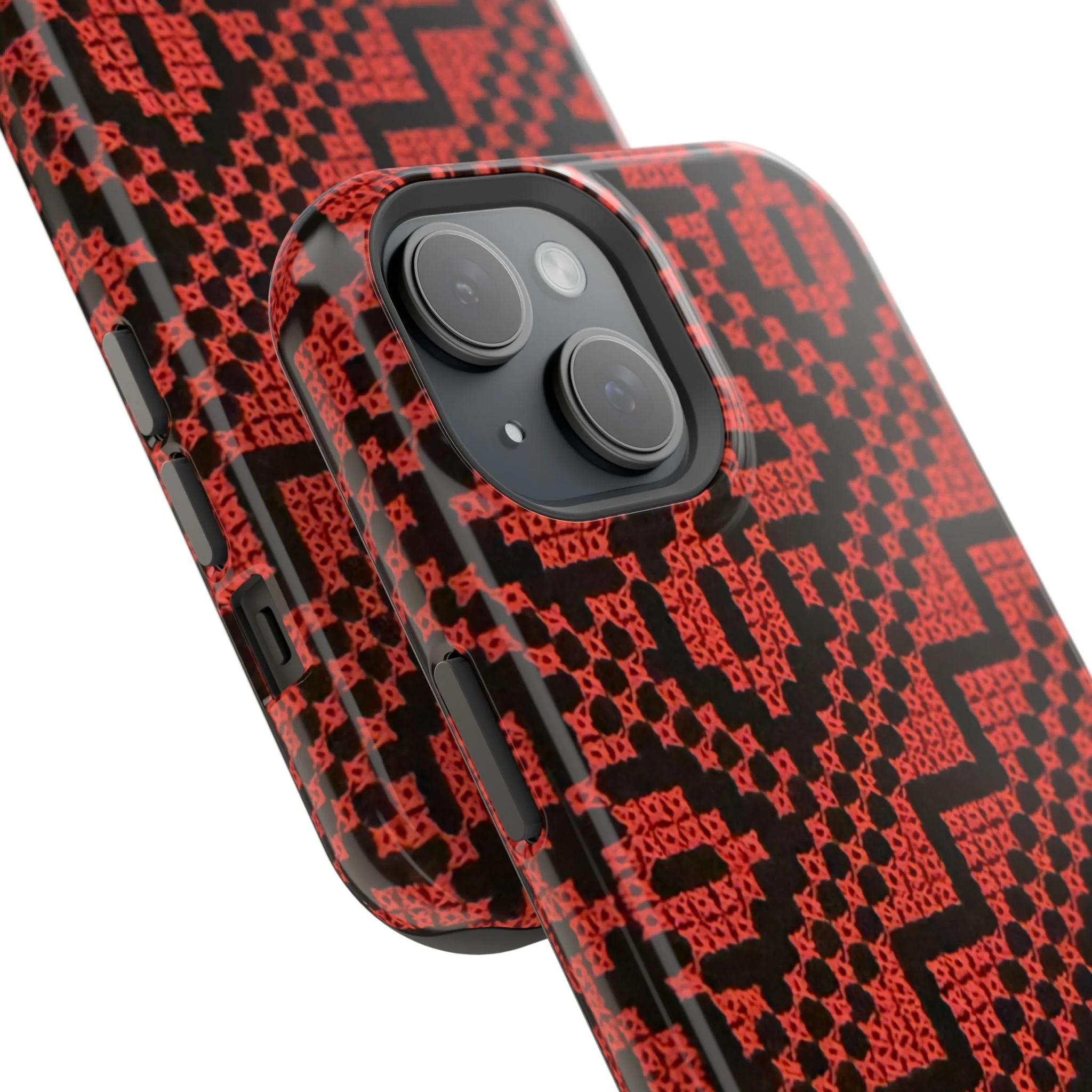 Red and Black Tatreez Design - Iphone Magnetic Tough Case - Image 52