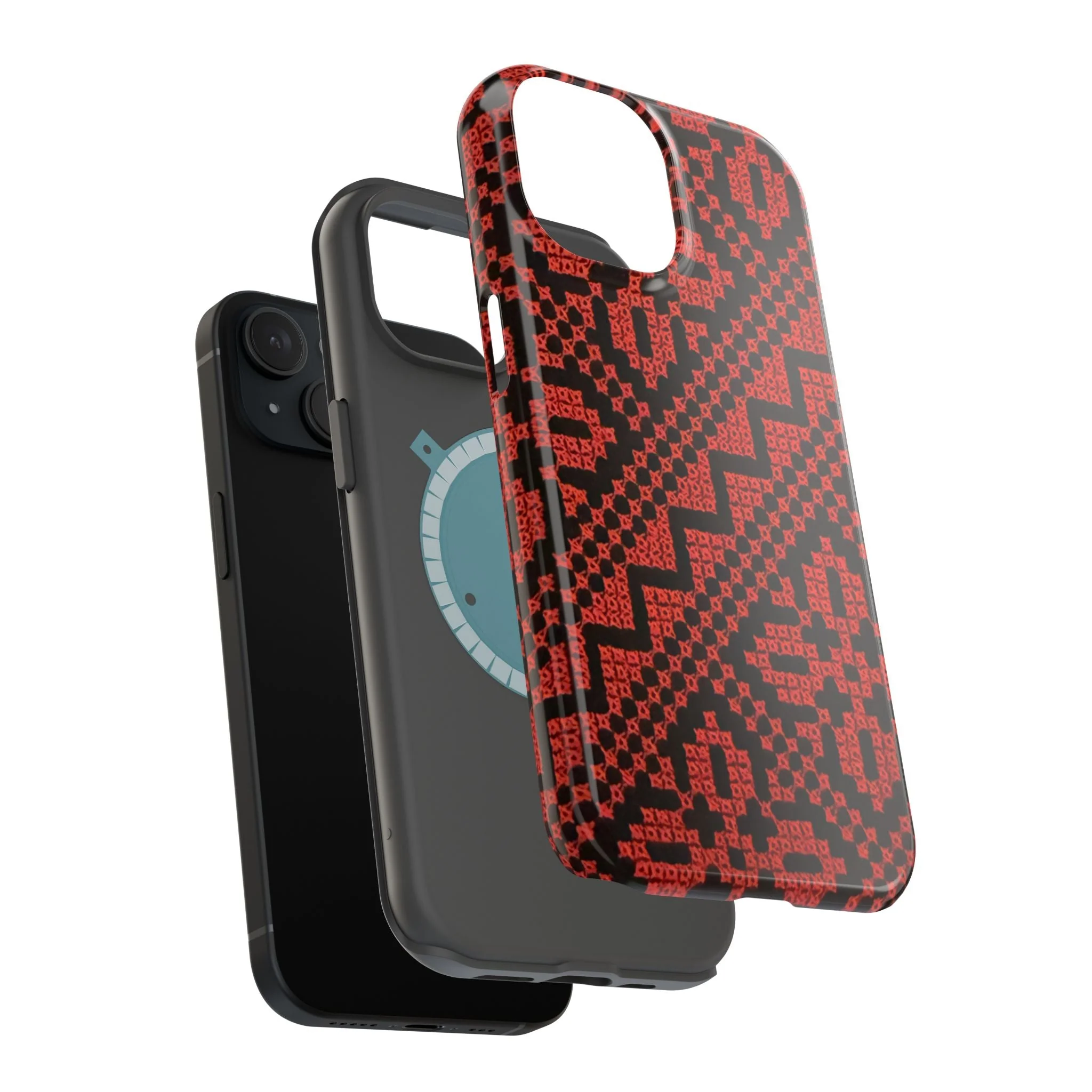 Red and Black Tatreez Design - Iphone Magnetic Tough Case - Image 54