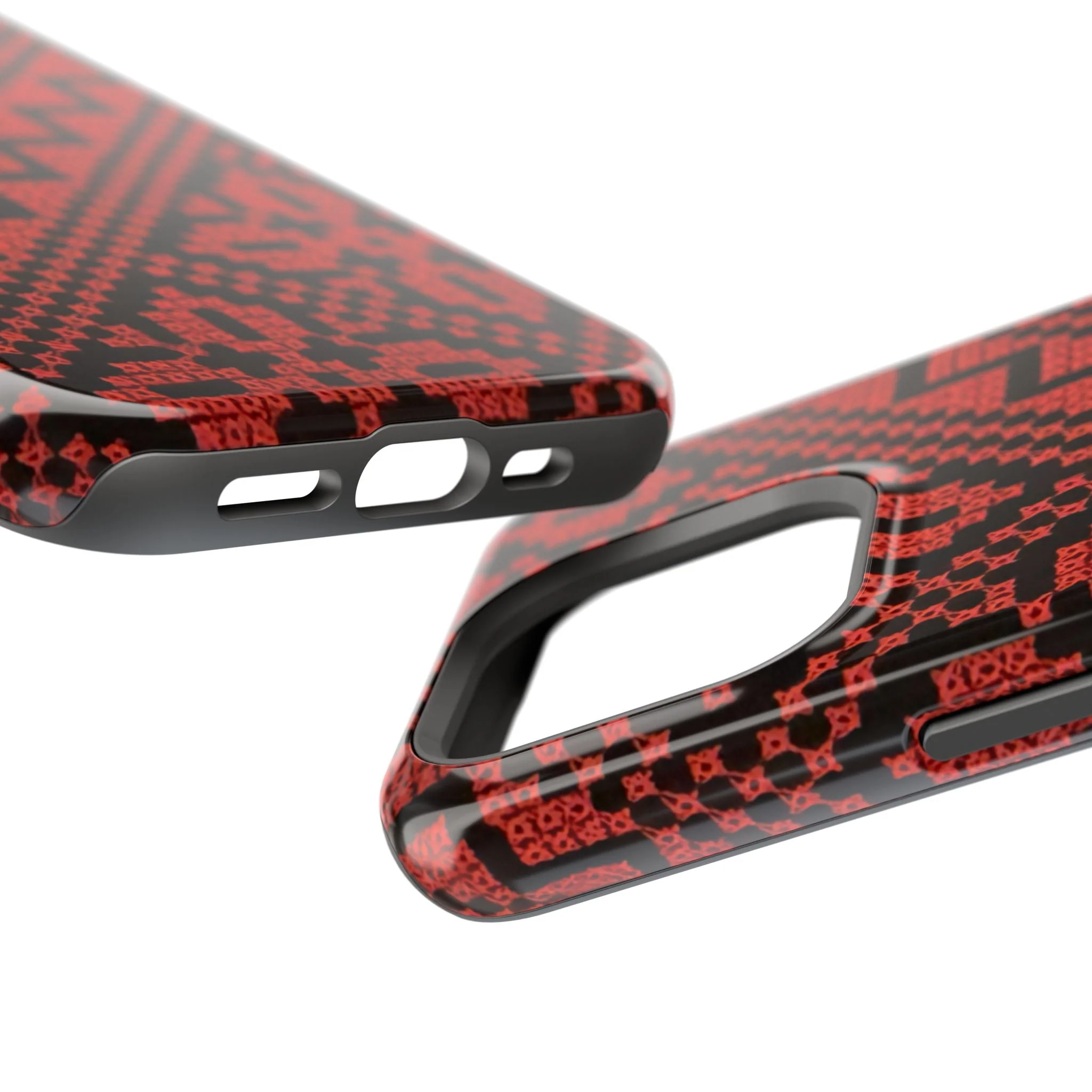 Red and Black Tatreez Design - Iphone Magnetic Tough Case - Image 56