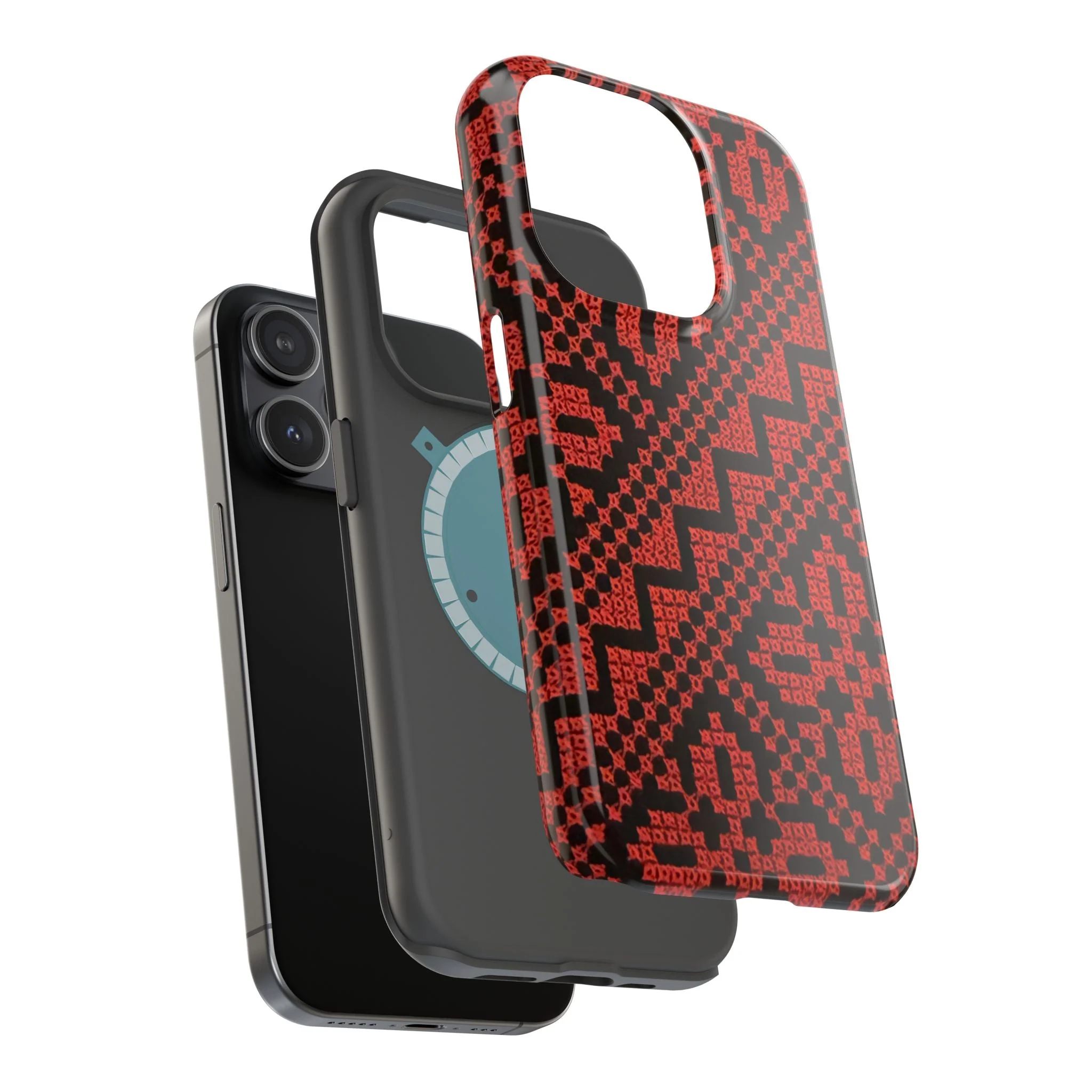 Red and Black Tatreez Design - Iphone Magnetic Tough Case - Image 57