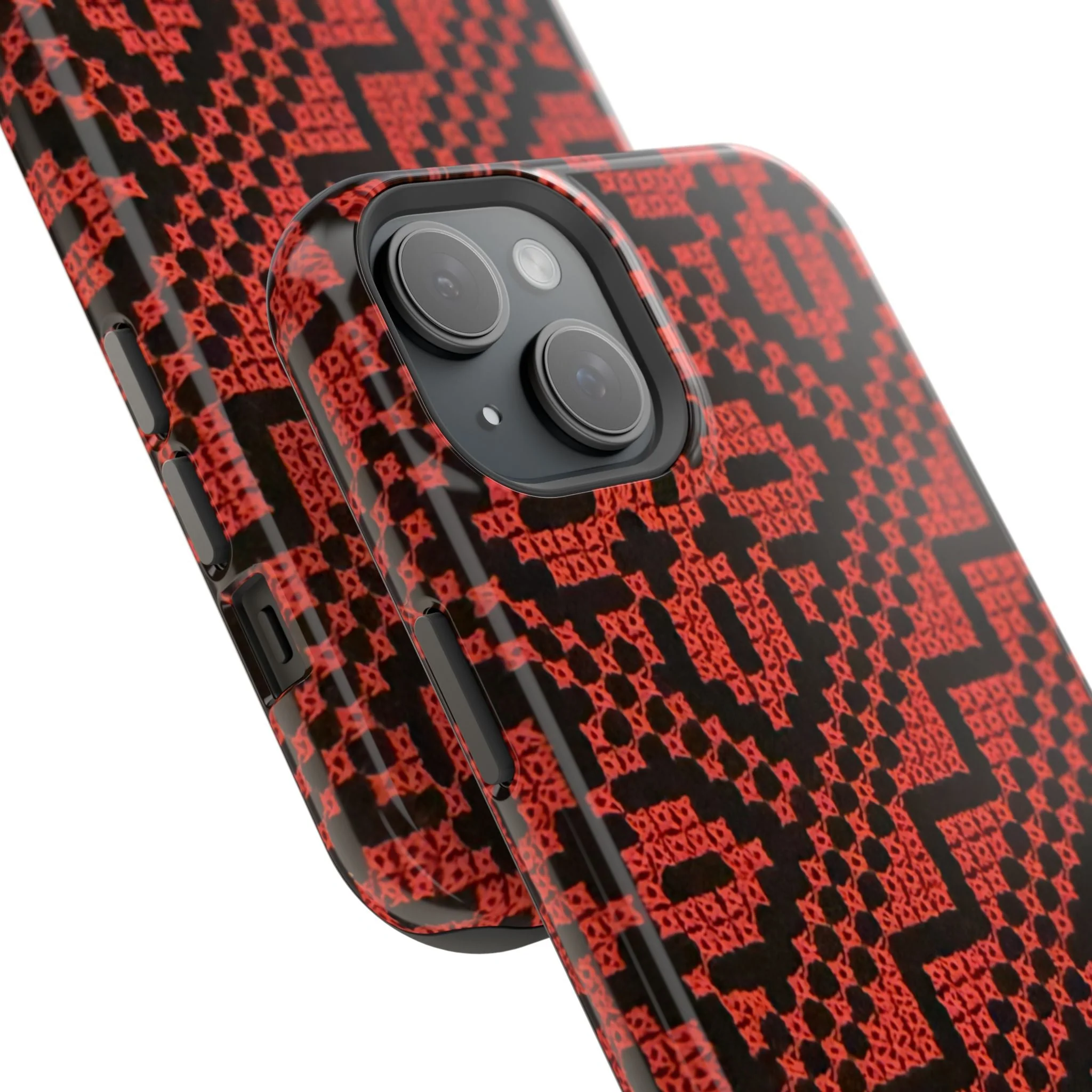 Red and Black Tatreez Design - Iphone Magnetic Tough Case - Image 58