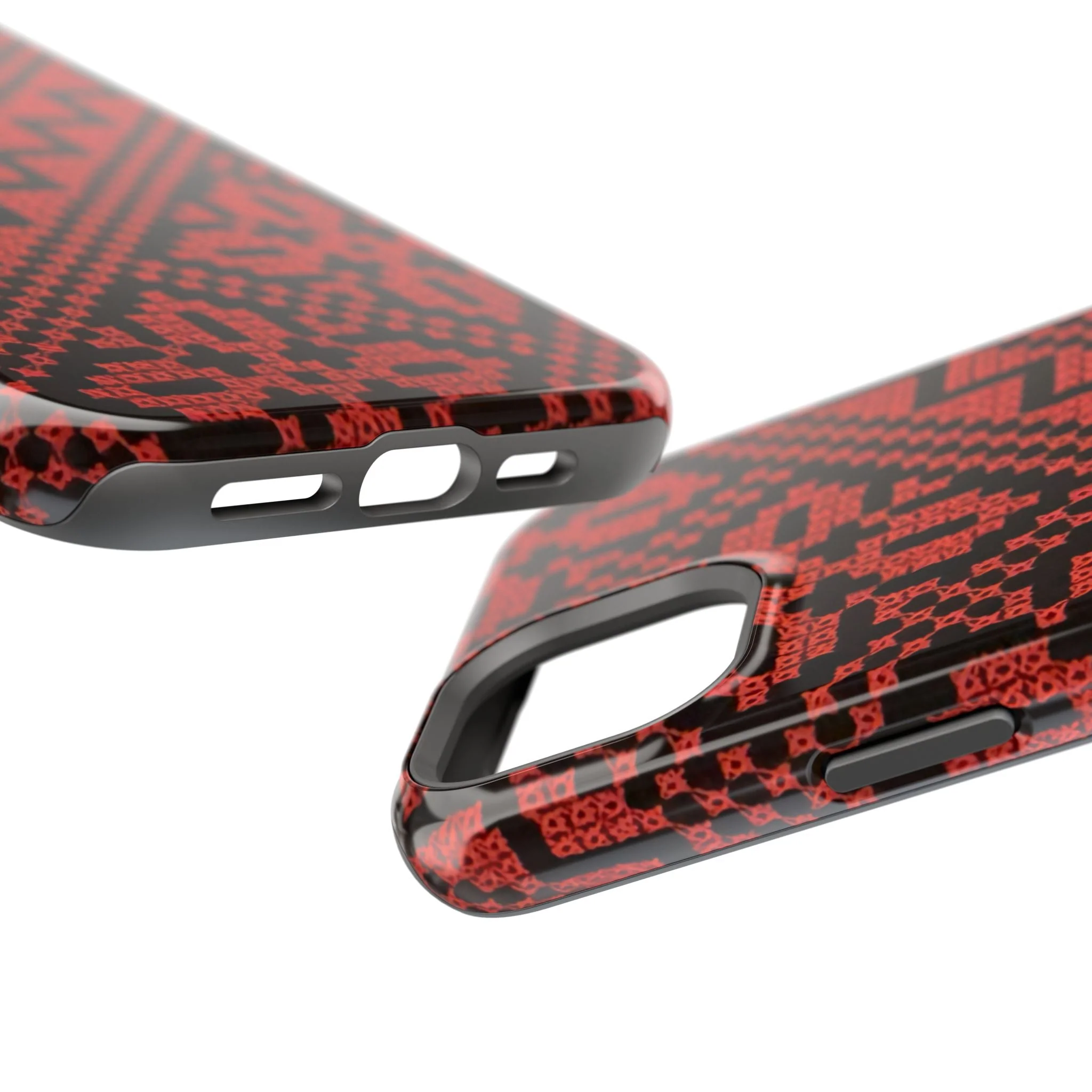 Red and Black Tatreez Design - Iphone Magnetic Tough Case - Image 59