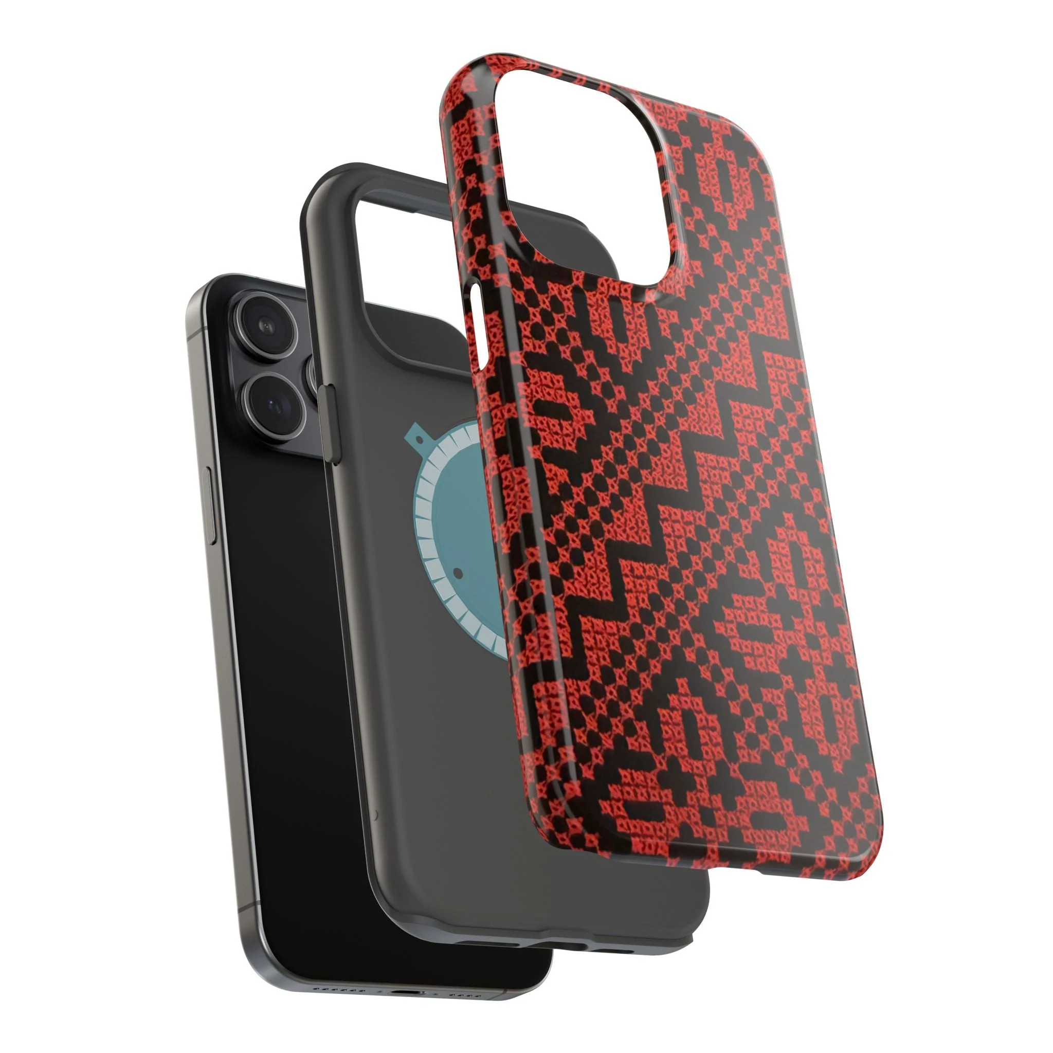 Red and Black Tatreez Design - Iphone Magnetic Tough Case - Image 63
