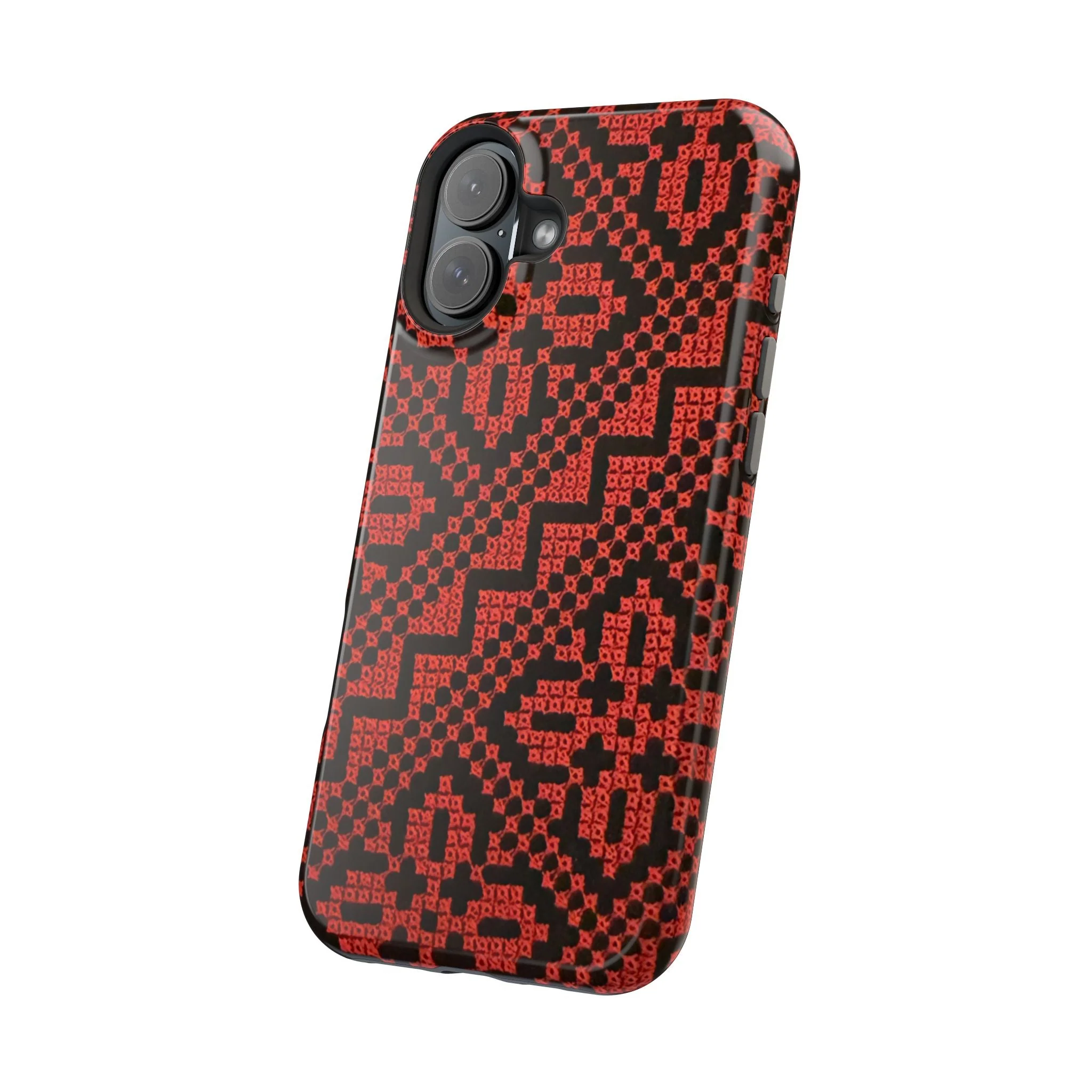 Red and Black Tatreez Design - Iphone Magnetic Tough Case - Image 67