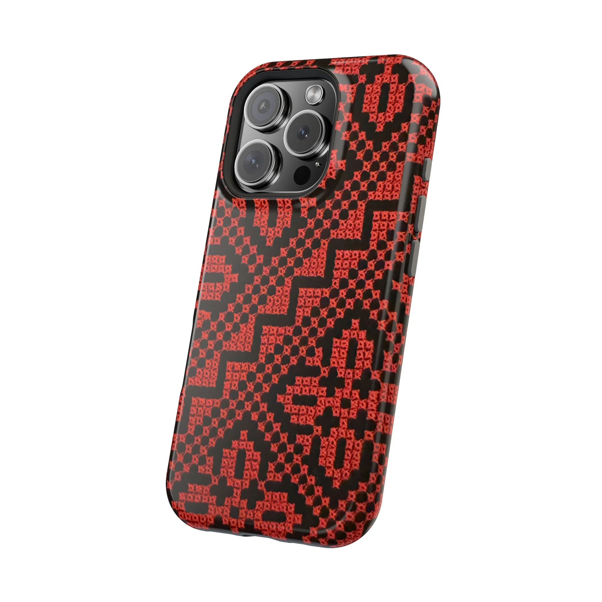 Red and Black Tatreez Design - Iphone Magnetic Tough Case - Image 70