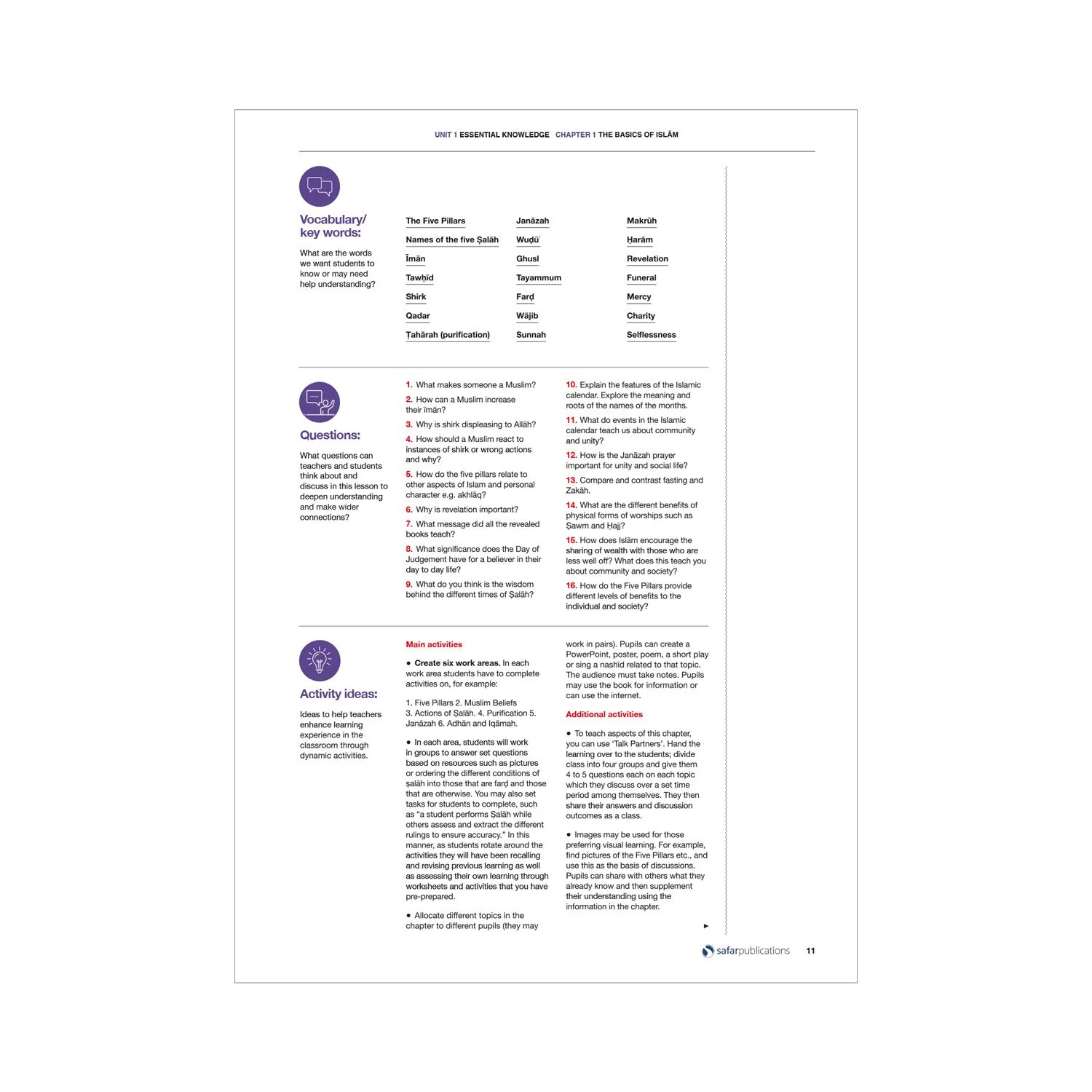 Safar Teacher's Guide for Islamic Studies: Level 7 - Image 9