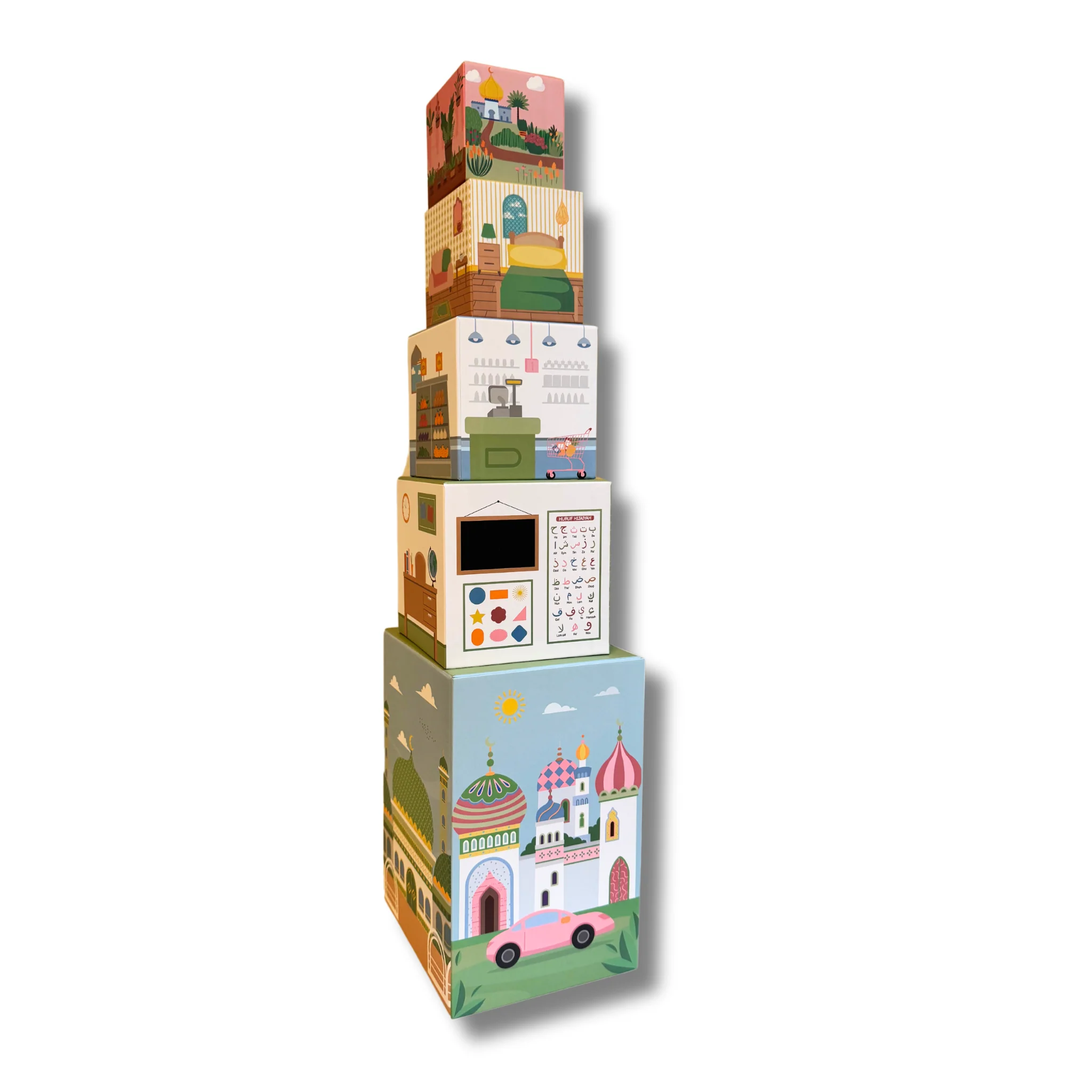 Stacking Houses (Set of 5 Houses and 3 Hardwood Characters) - Image 5