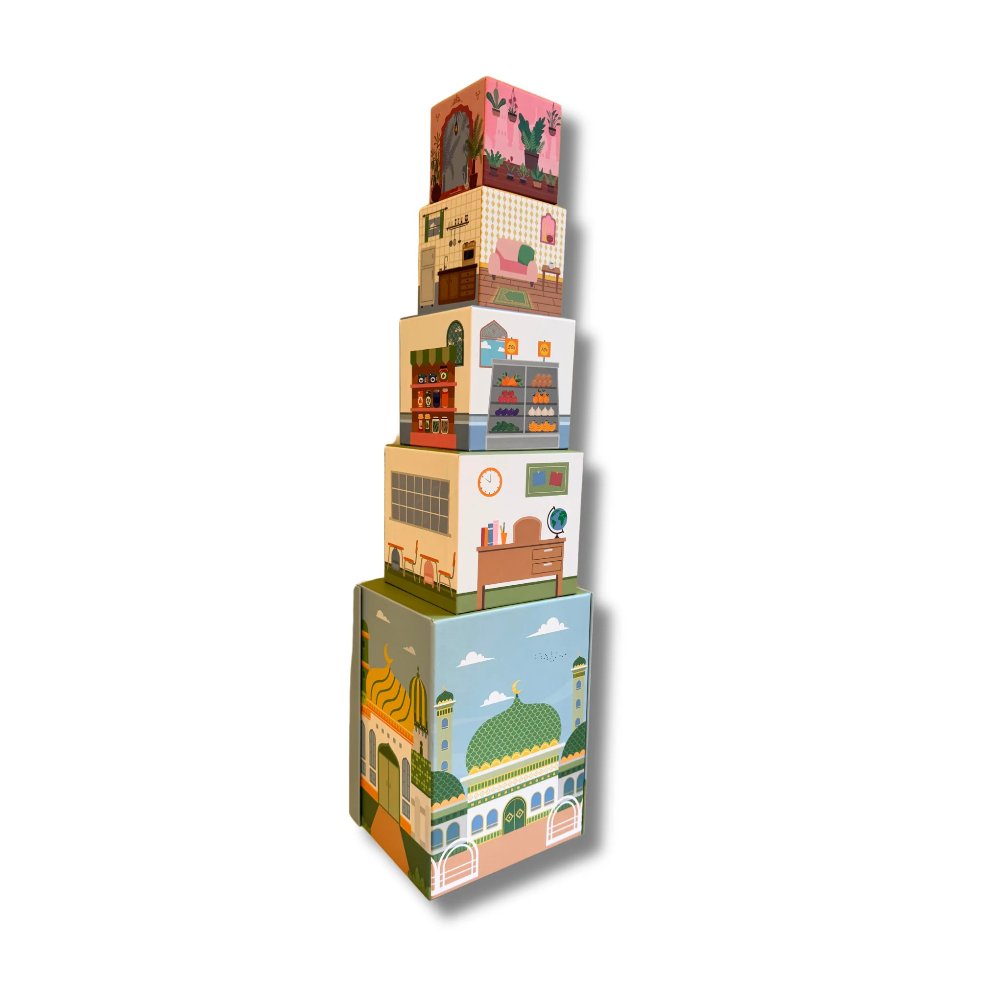 Stacking Houses (Set of 5 Houses and 3 Hardwood Characters) - Image 7
